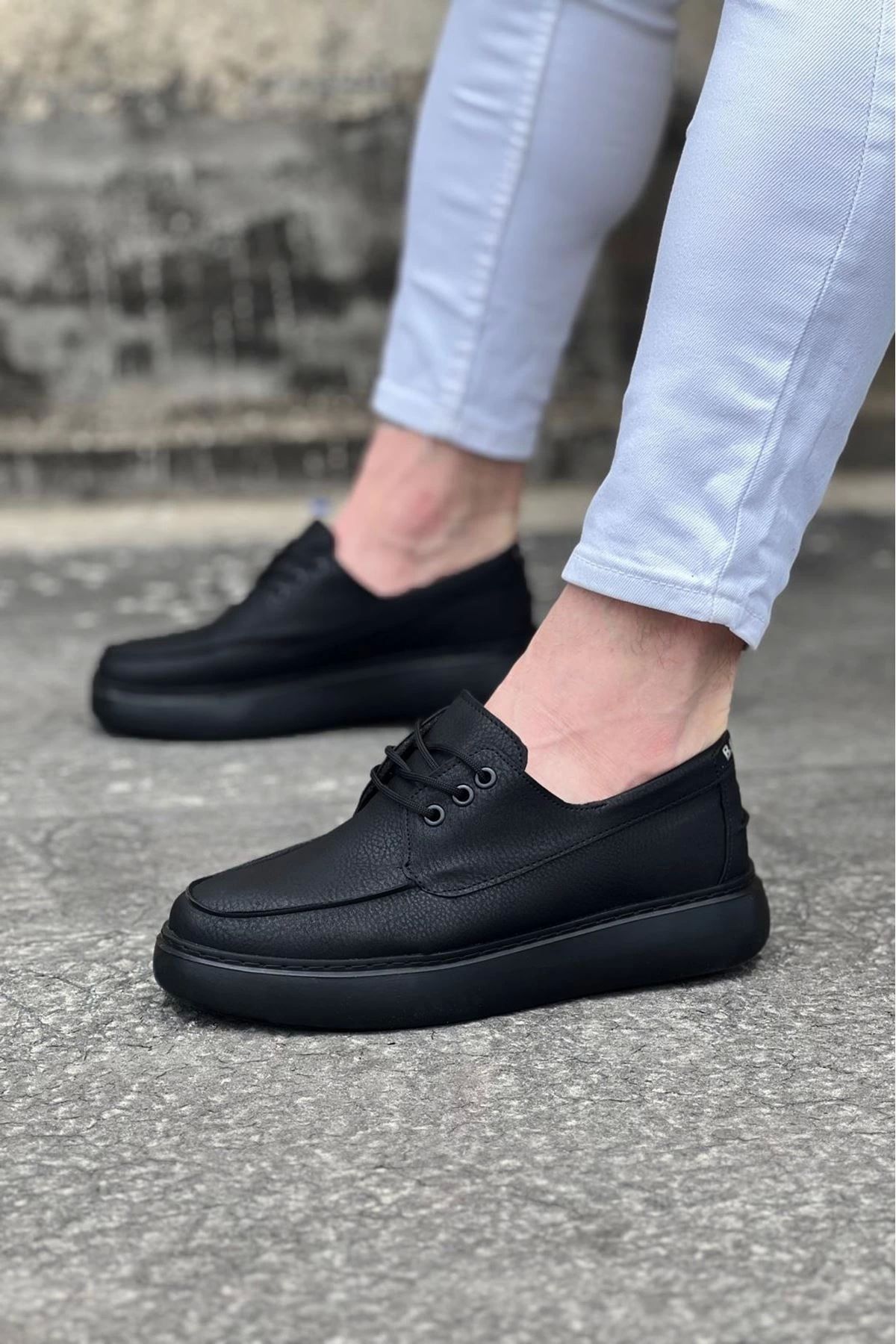 HACESHOP WG508 Kömür Cilt Ortopedik Taban Erkek Casual Ayakkabı
