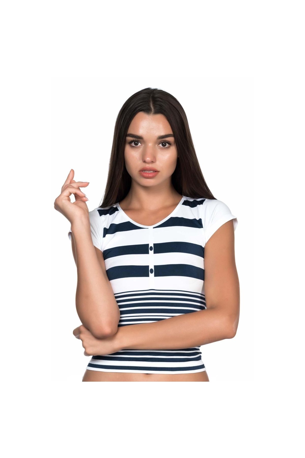 Marsilyan MODLİVE BEYAZ-LACİ MI Emay 5026 Soft Seamless T Shirt