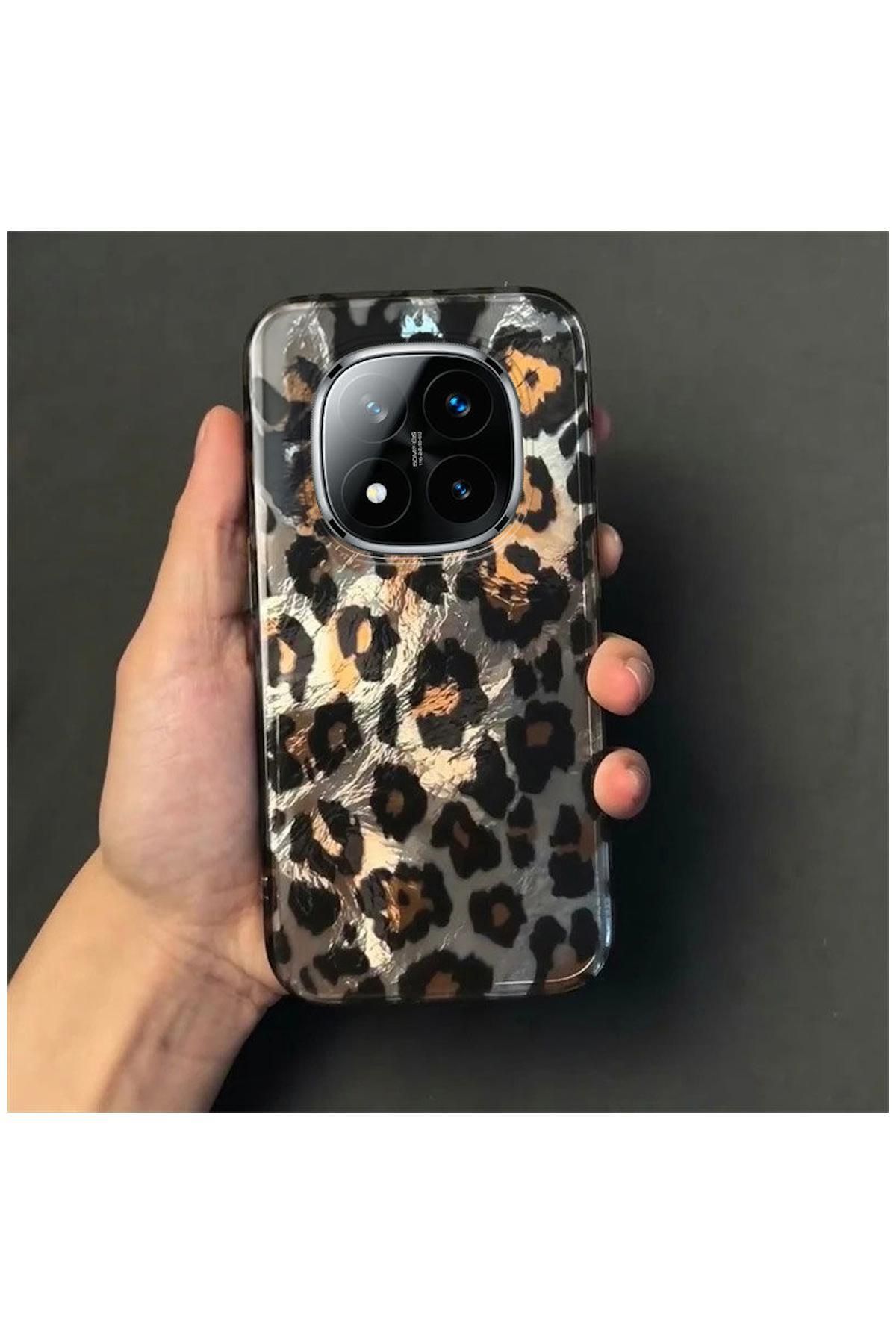 Pro Aksesuar Xiaomi Redmi Note 14 Pro Plus 5G Uyumlu Kılıf Lüx Leopar Desenli Silikon Kılıf Siyah