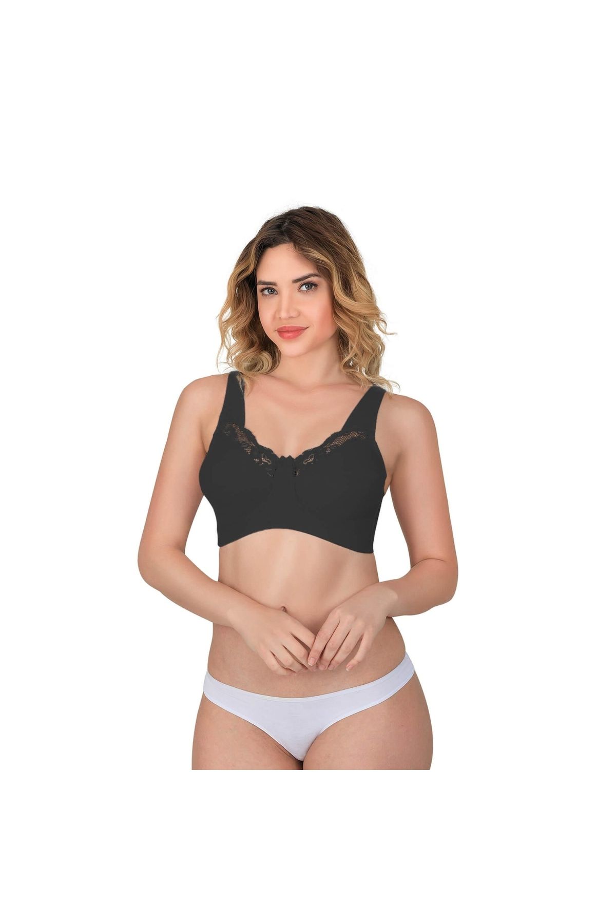 Marsilyan MODLİVE SİYAH MI Emay 181 C Dantelli Toparlayıcı Cotton Sütyen