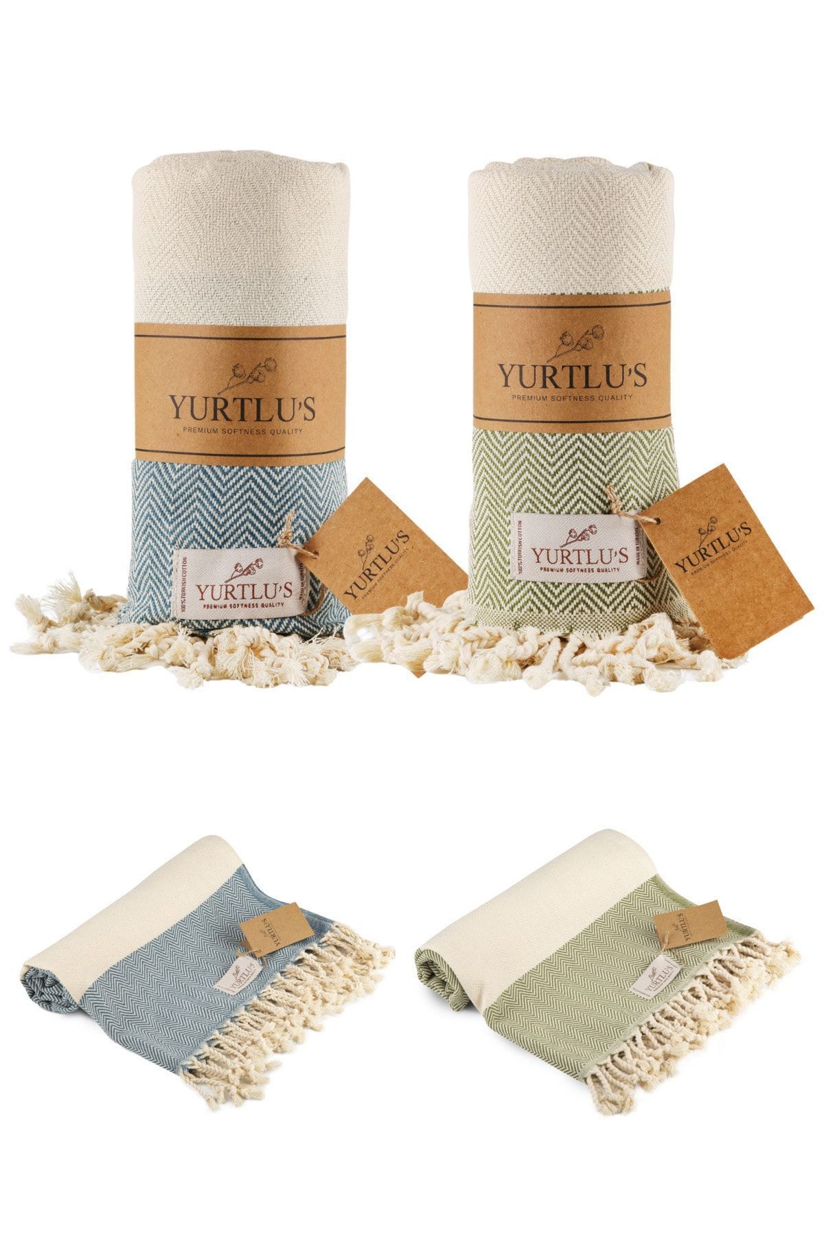 YURTLUS 2 ADET - 95x180 Cm - 100% Pamuk Peştemal Plaj , SPA ve Banyo Havlusu , Üstün Yumuşaklık