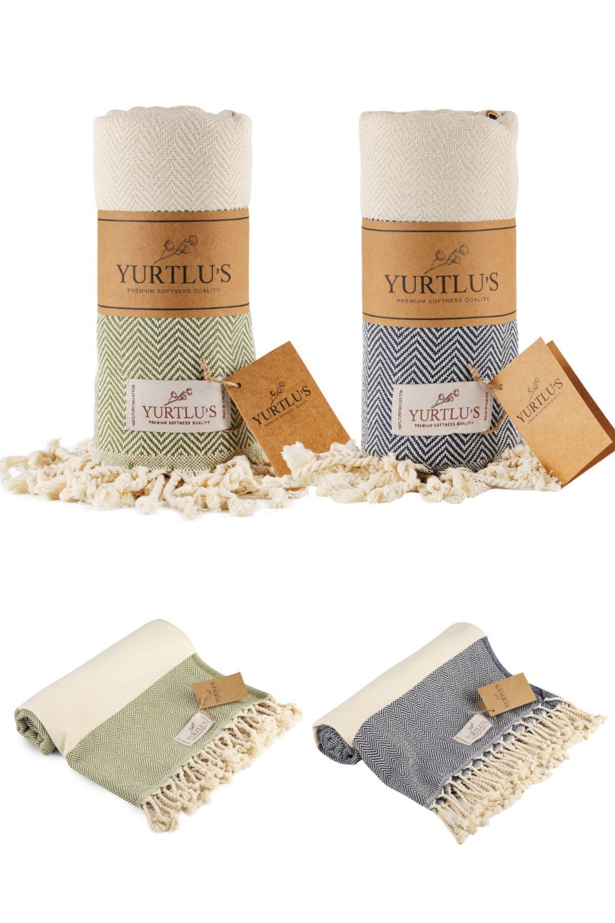 YURTLUS 2 ADET - 95x180 Cm - 100% Pamuk Peştemal Plaj , SPA ve Banyo Havlusu , Üstün Yumuşaklık