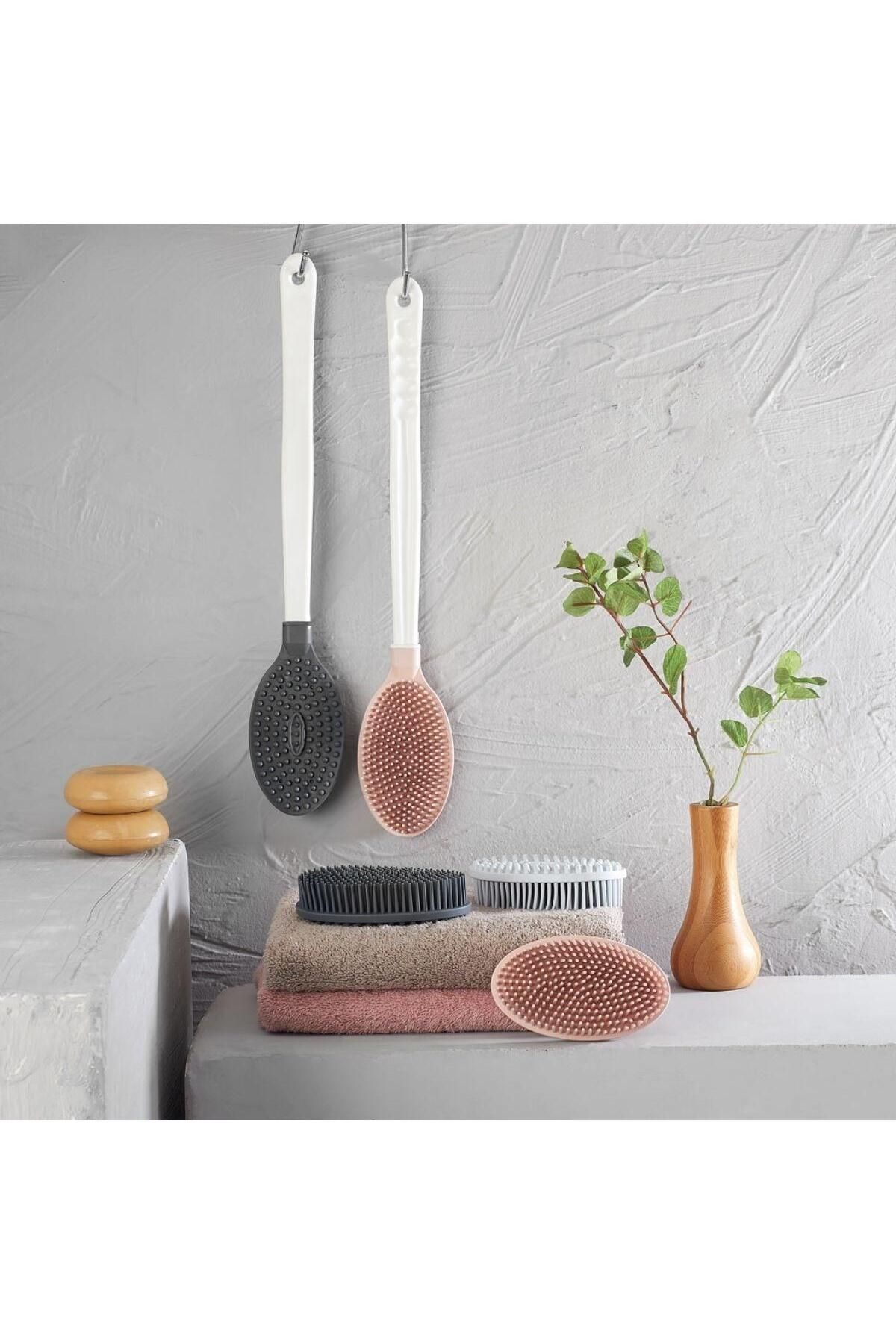 Narnuga Silikon Masajlı Uzun Saplı Vücut Masaj Fırçası Banyo Sırt Kesesi Saplı Yumu? - MCT8934-9007