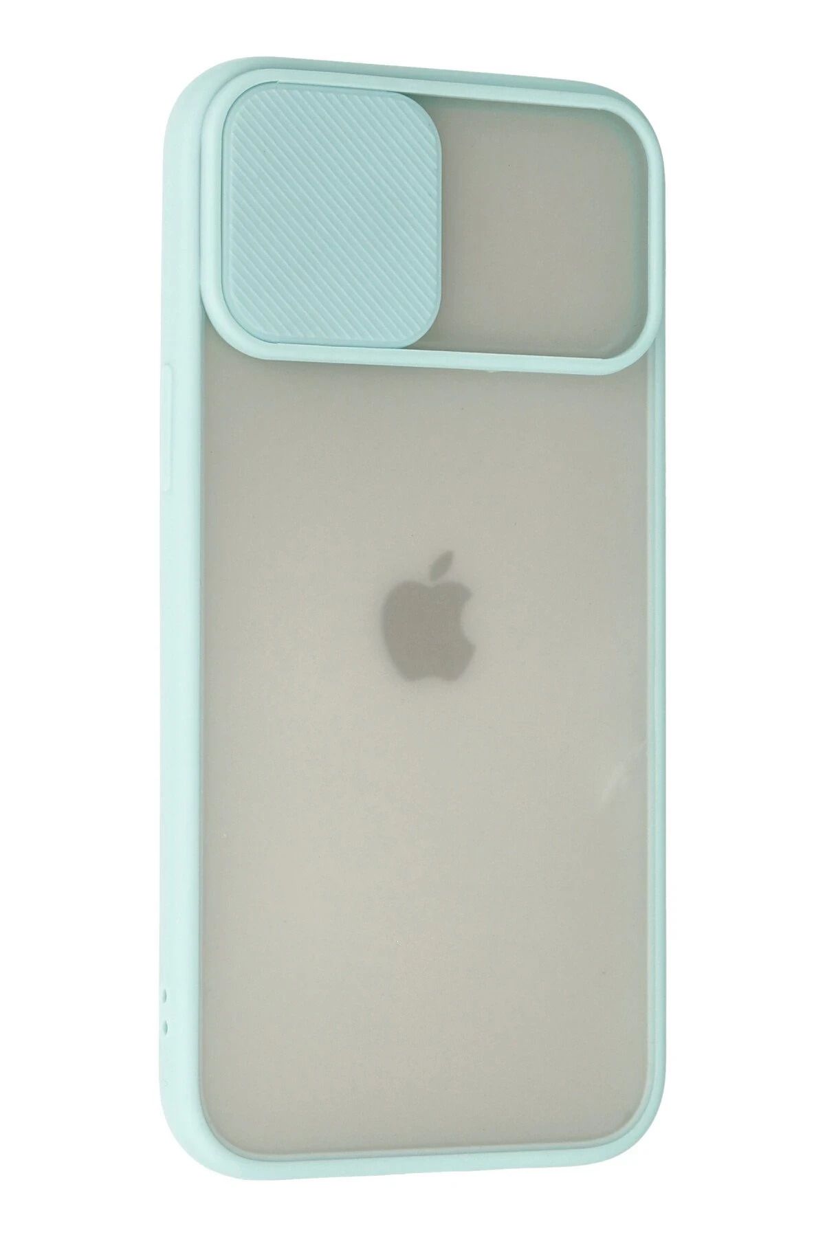 NewFace iPhone 12 Pro Max Kılıf Palm Buzlu Kamera Sürgülü Silikon - Turkuaz SVLRS