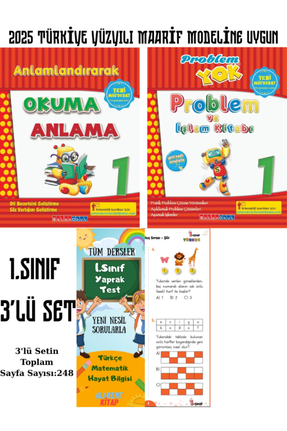 Salan Yayınları 1. sınıf TÜRKİYE YÜZYILI MAARİF MODELİNE UYGUN 3'lü Set