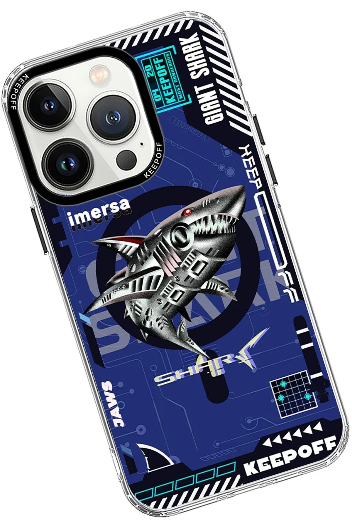 Keep Off iPhone 15 Pro DNA Magsafe Kapak - Men Eating Shark SVLRS