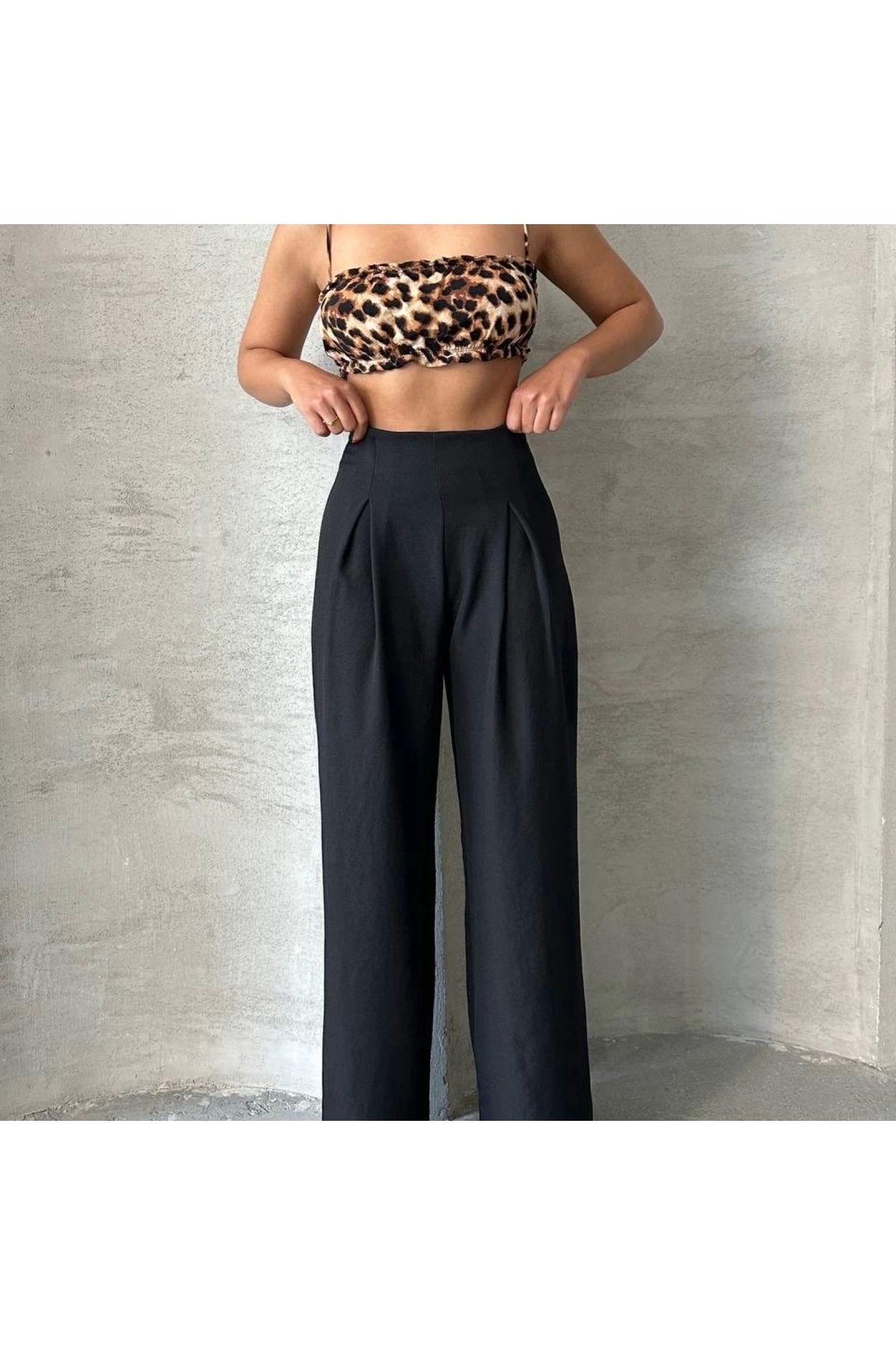 BYB MODA TASARIM Pileli keten pantolon s255046