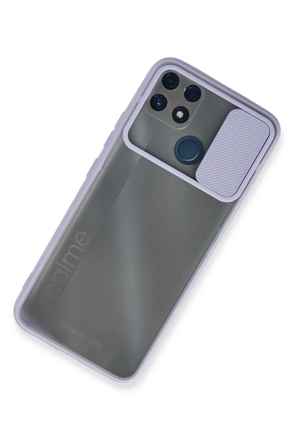 NewFace Realme C25 Kılıf Palm Buzlu Kamera Sürgülü Silikon - Lila MRAYD
