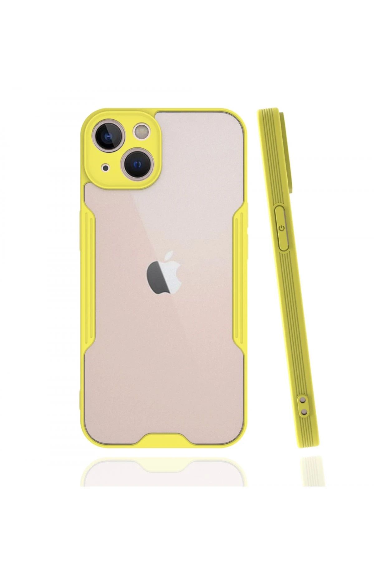 NewFace iPhone 13 Kılıf Platin Silikon - Sarı GLSTD