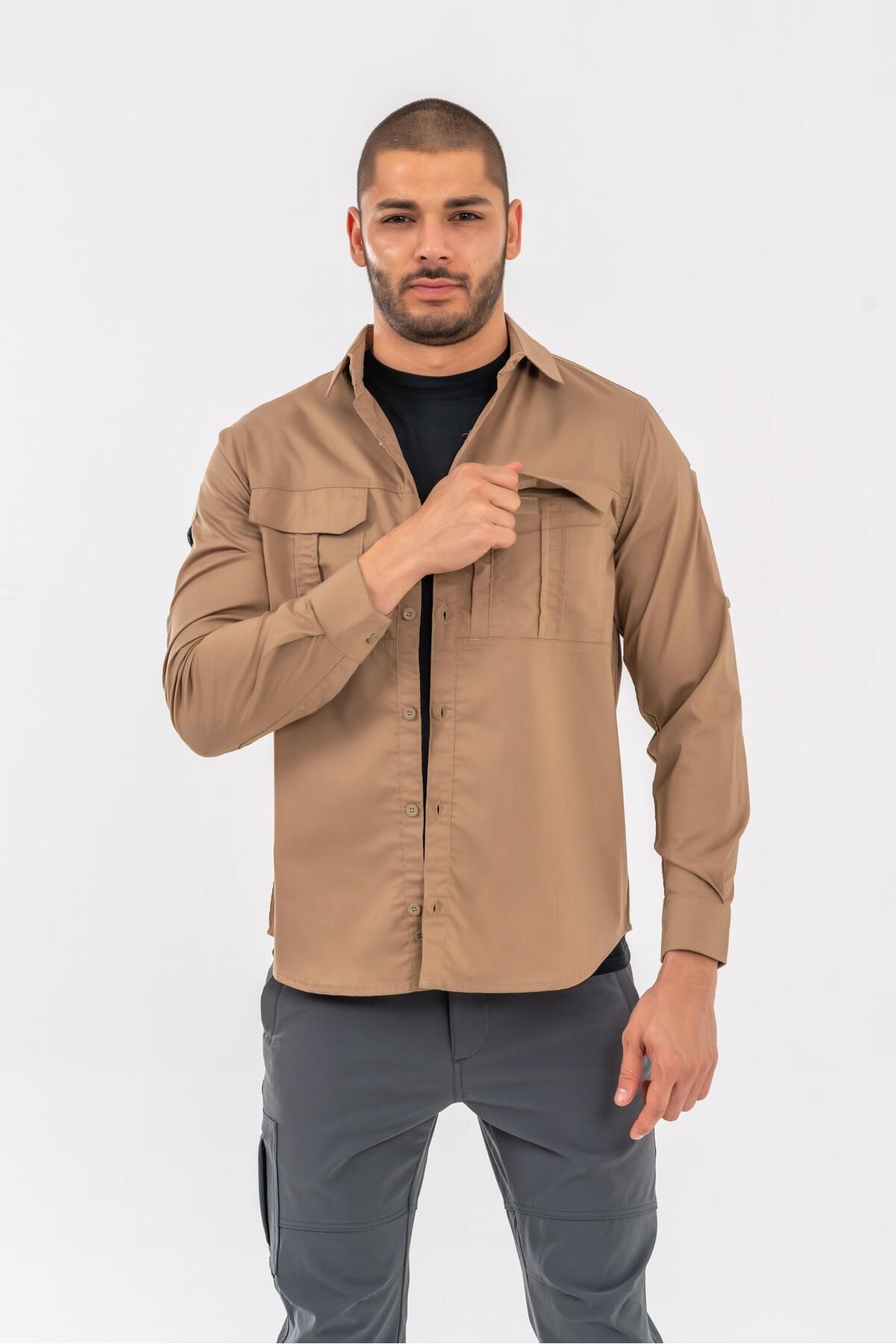 COMBAT 424 Tactical Outdoor Fermuar Cepli Koruma Swat Yazlık Gömlek