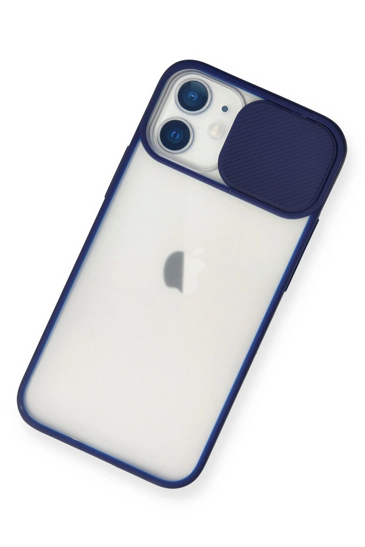 NewFace iPhone 11 Kılıf Palm Buzlu Kamera Sürgülü Silikon - Lacivert SVLRS