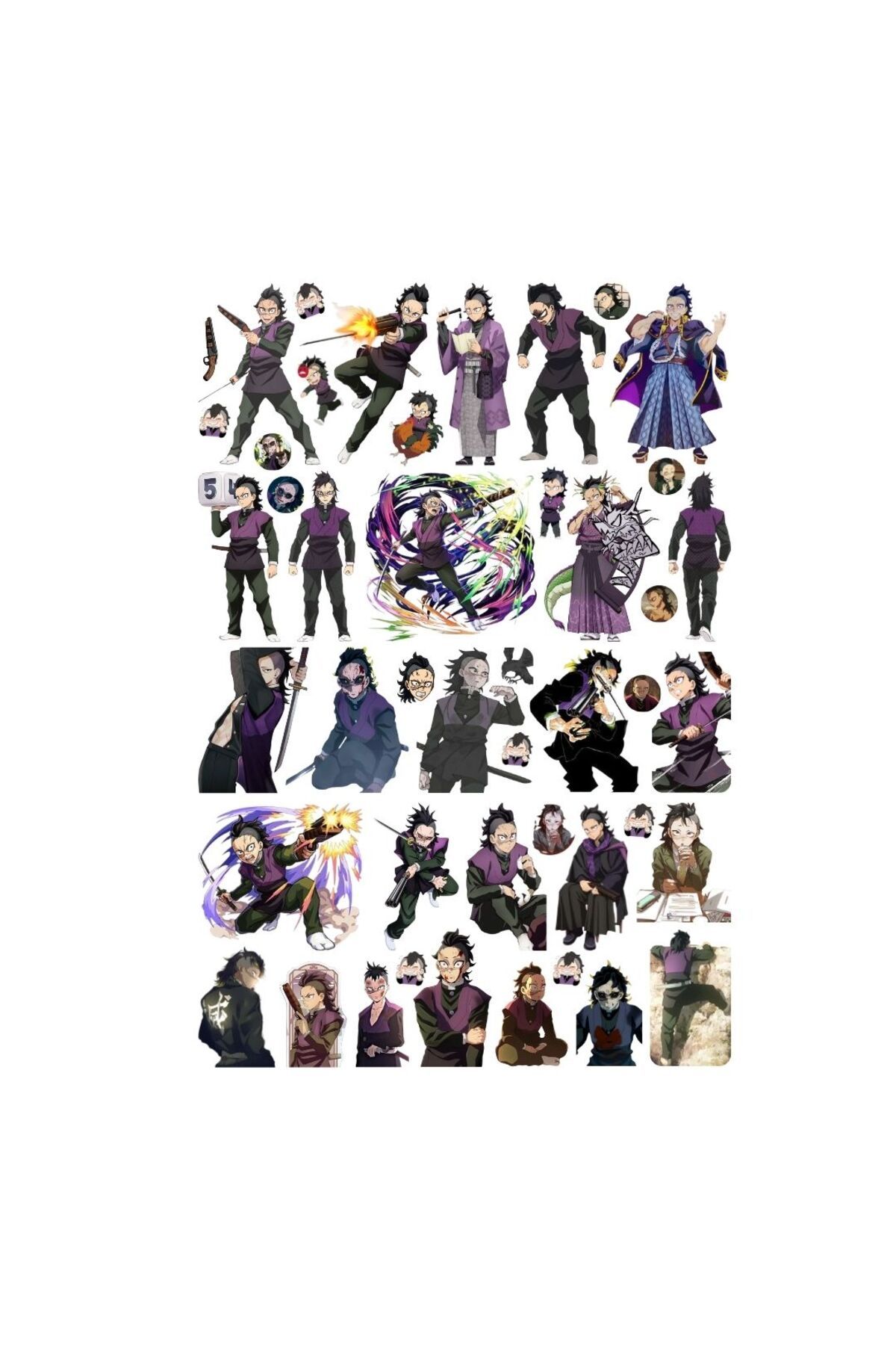 Ororabutik 45 Adet Genya Demon Slayer Anime Sticker Seti - Etiket Seti Sketchbook