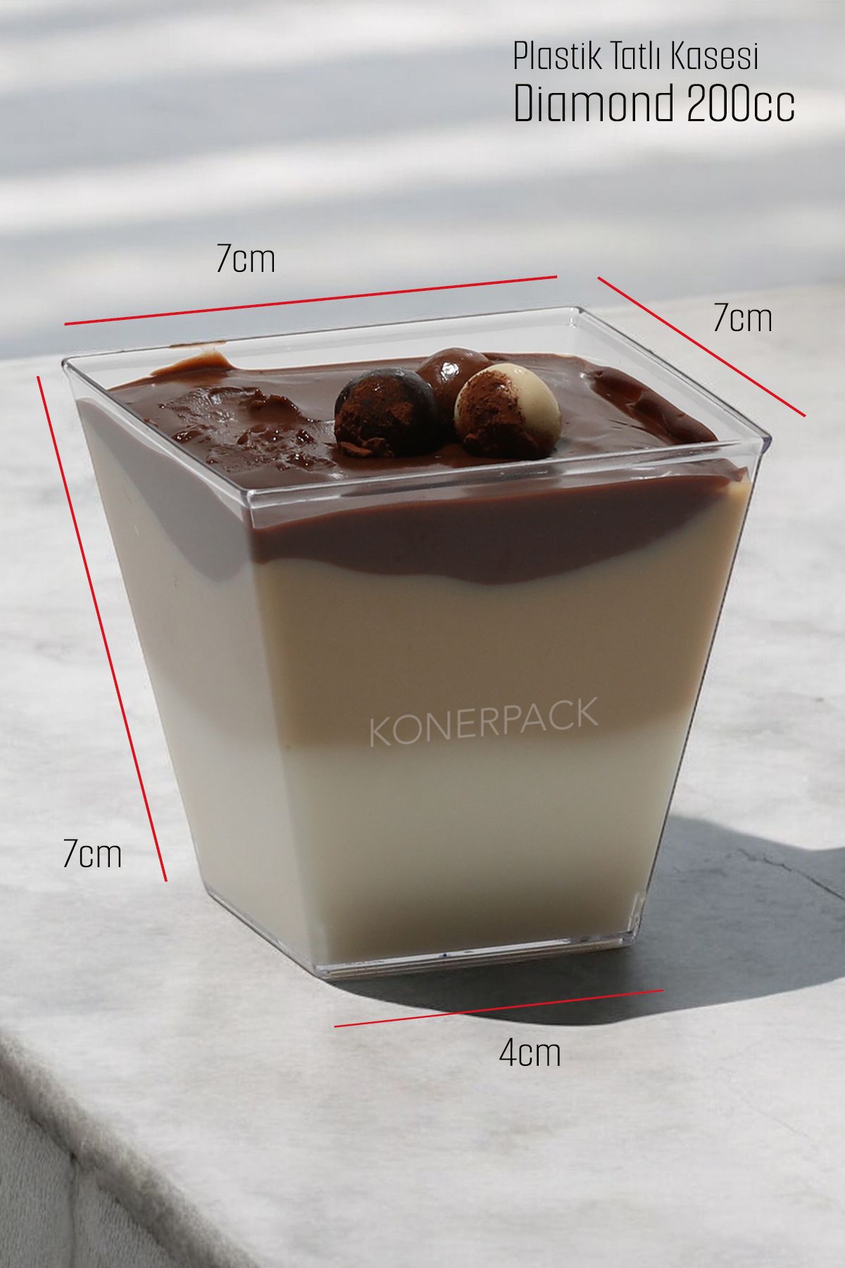 KONERPACK 50 Adet Mika Plastik Şeffaf KAPAKSIZ Sunum Kabı 200cc Tatlı & Meze ve Salata Kasesi