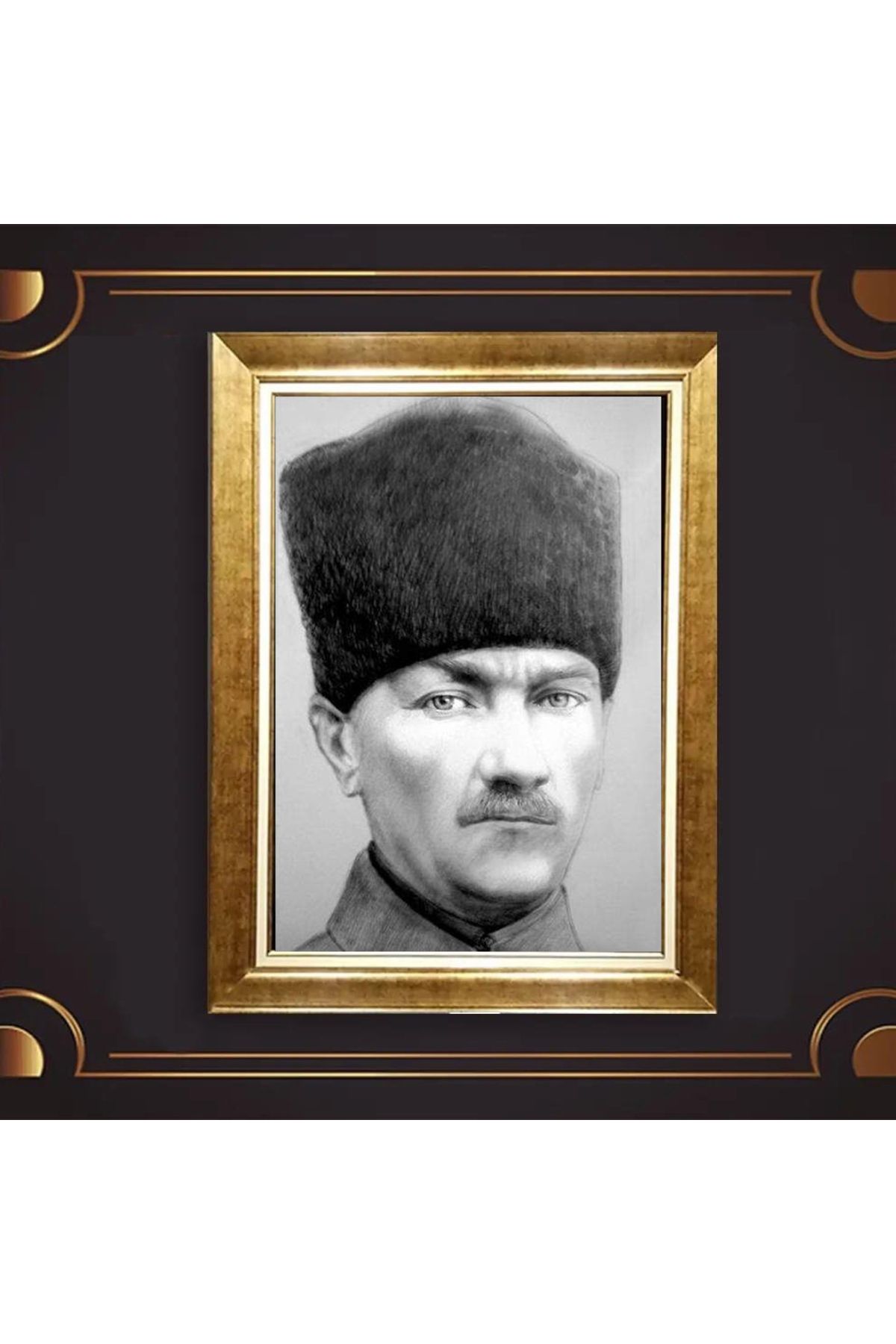 giyense ÖZEL TASARIM ÇERÇEVELİ PASPARTULU ATATÜRK TABLO A562