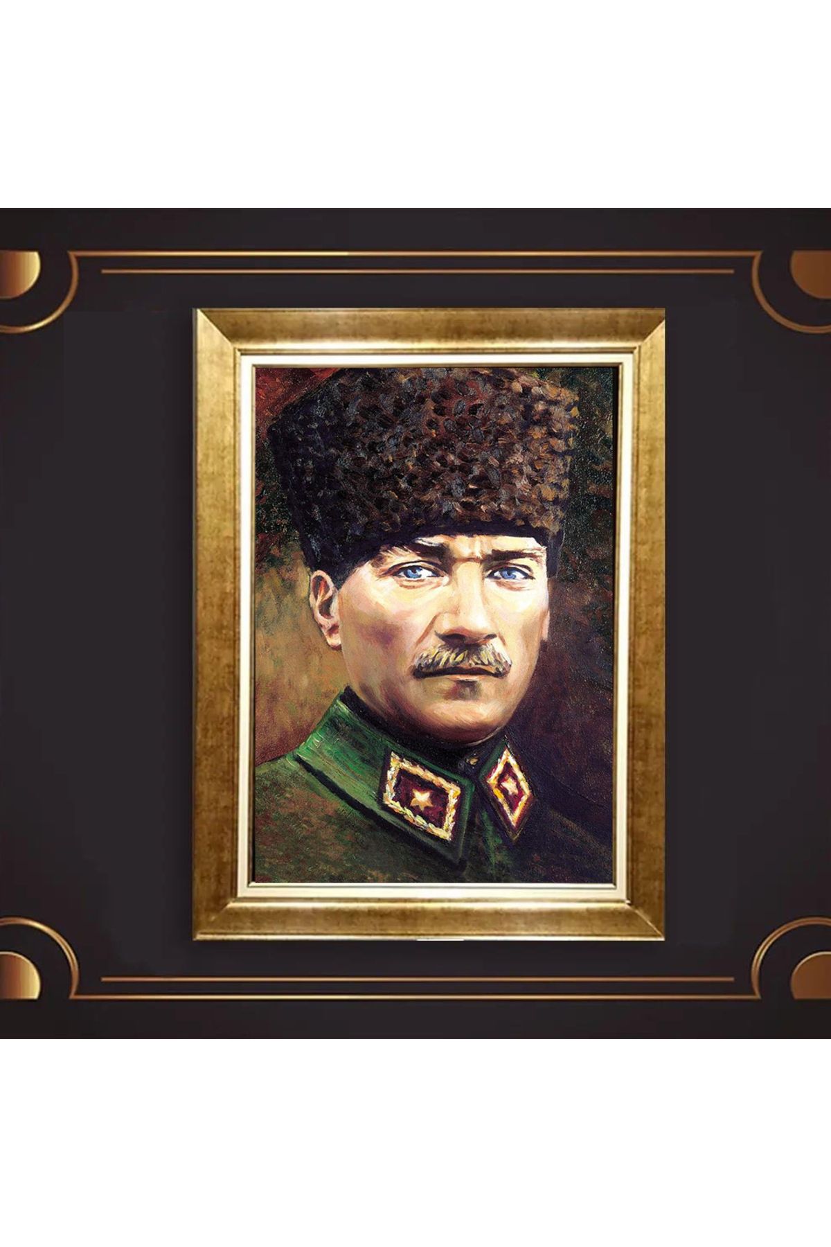 giyense ÖZEL TASARIM ÇERÇEVELİ PASPARTULU ATATÜRK TABLO A695