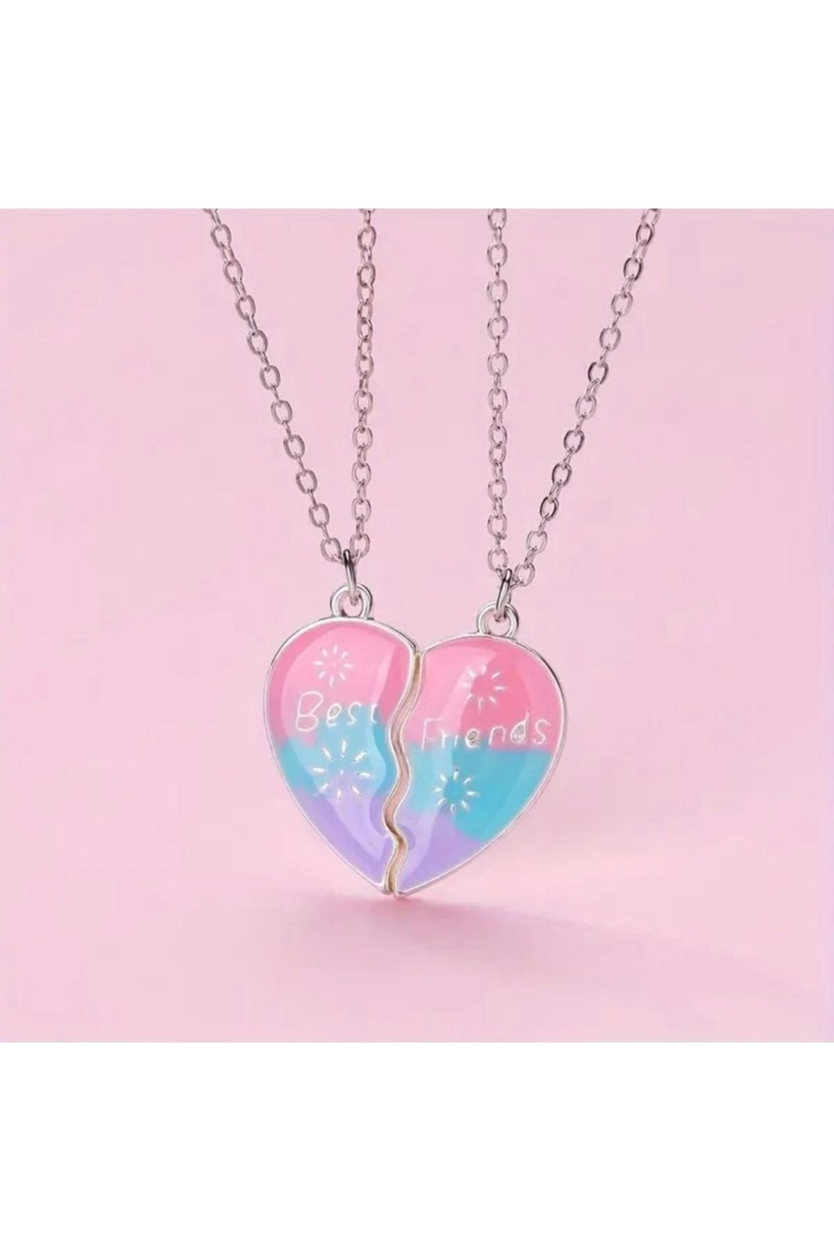 BuSefa Accessory 2’li Mıknatıslı Yarım Kalp Best Friends Arkadaşlık Kolyesi