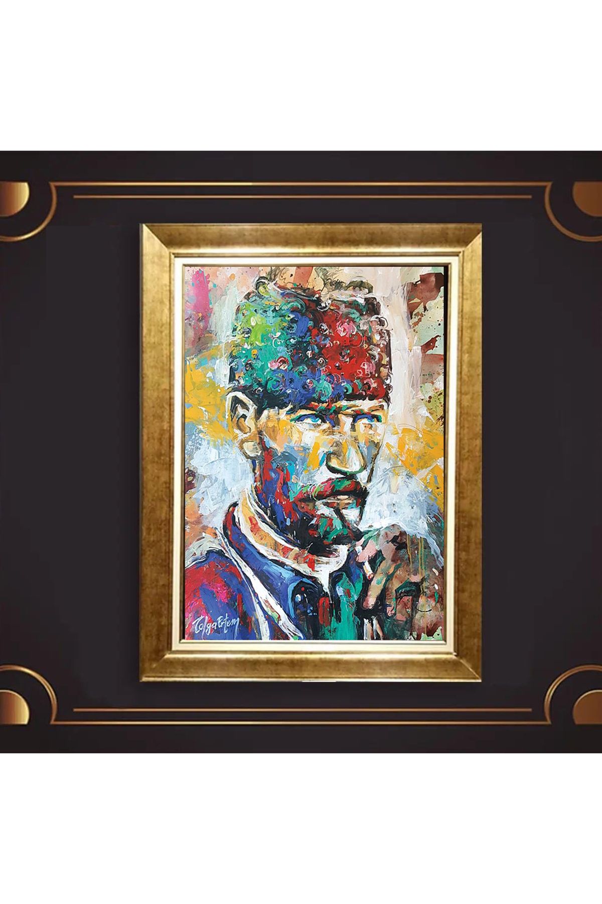 giyense ÖZEL TASARIM ÇERÇEVELİ PASPARTULU ATATÜRK TABLO A730