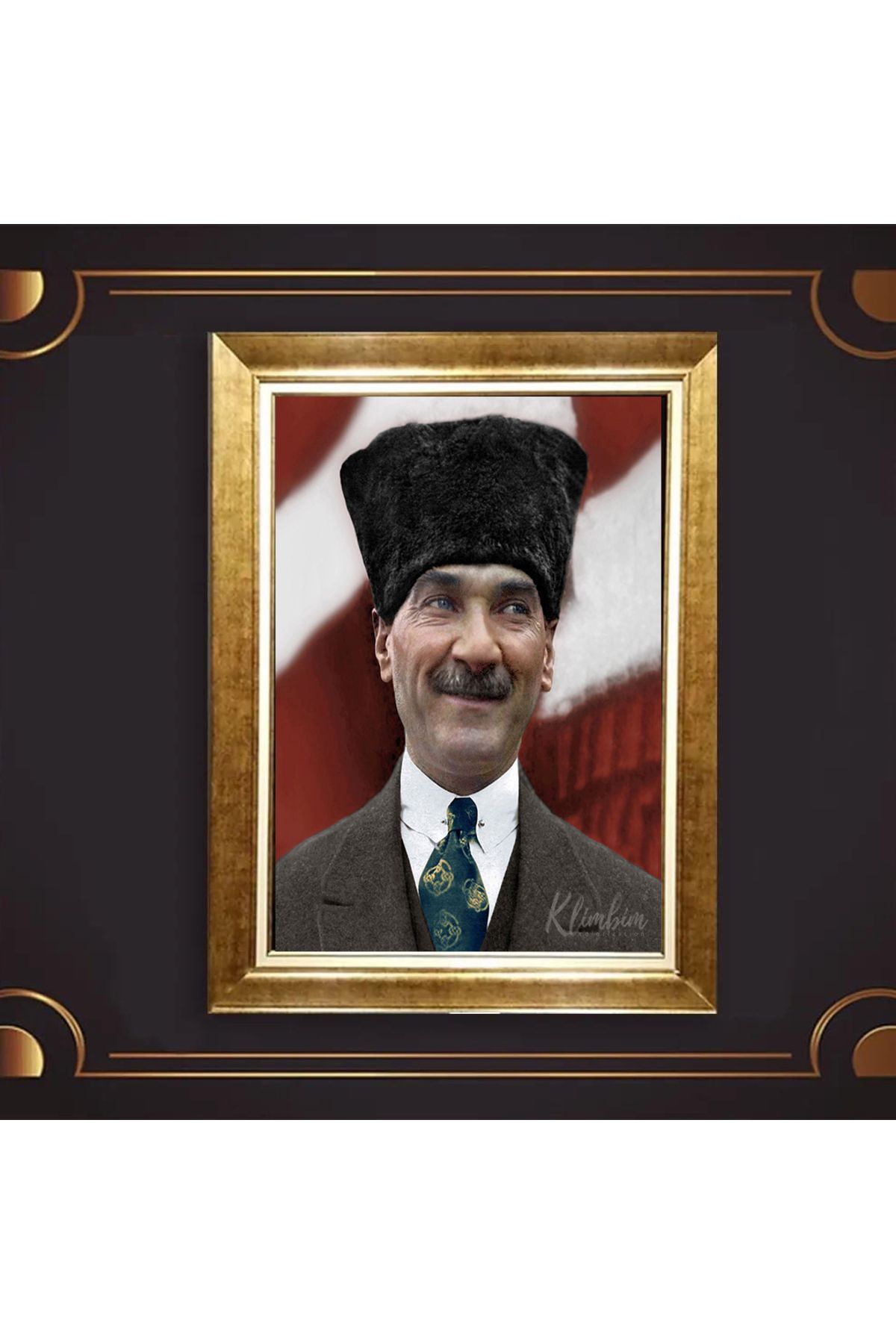giyense ÖZEL TASARIM ÇERÇEVELİ PASPARTULU ATATÜRK TABLO A348