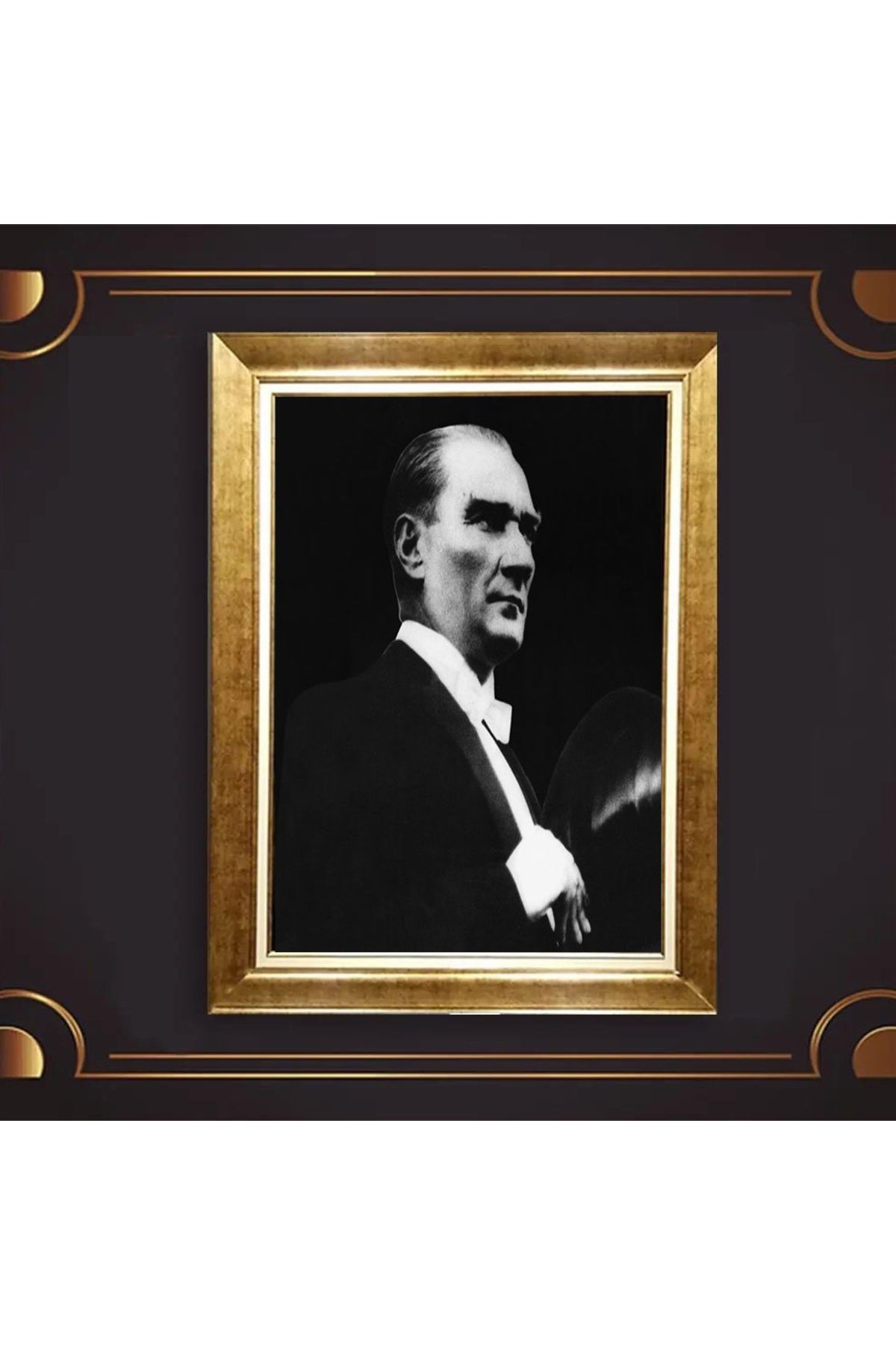 giyense ÖZEL TASARIM ÇERÇEVELİ PASPARTULU ATATÜRK TABLO A367