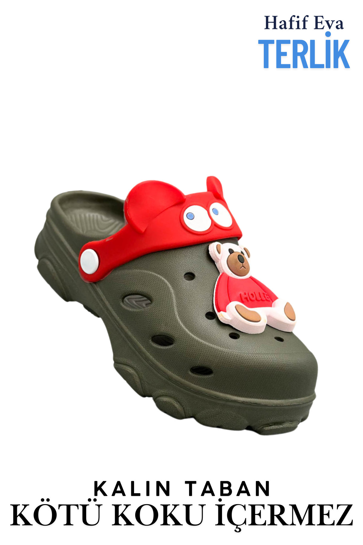 sermoda-Eyeglasses Pattern Teddy Bear Eva Kids Beach Pool Slippers Sabo Slippers Khaki Red 1