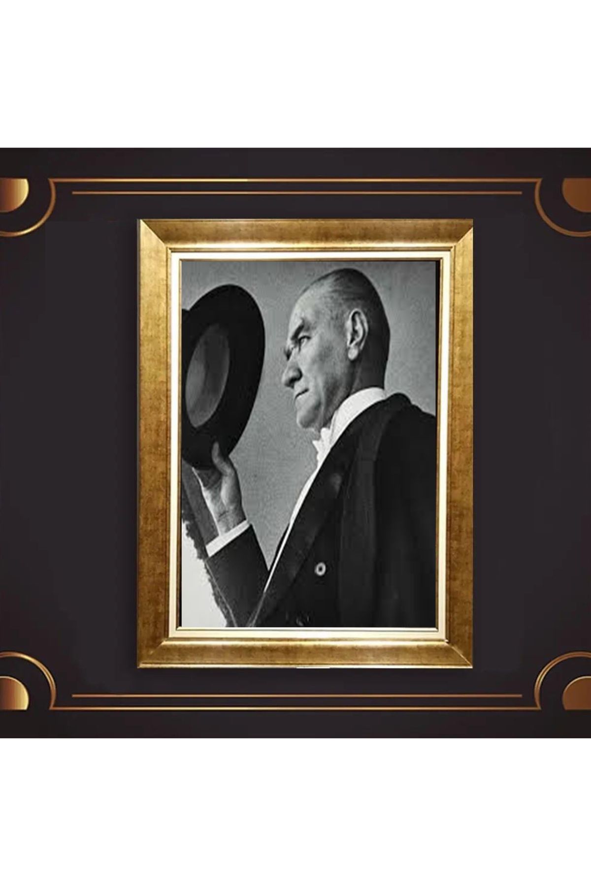 giyense ÖZEL TASARIM ÇERÇEVELİ PASPARTULU ATATÜRK TABLO A728