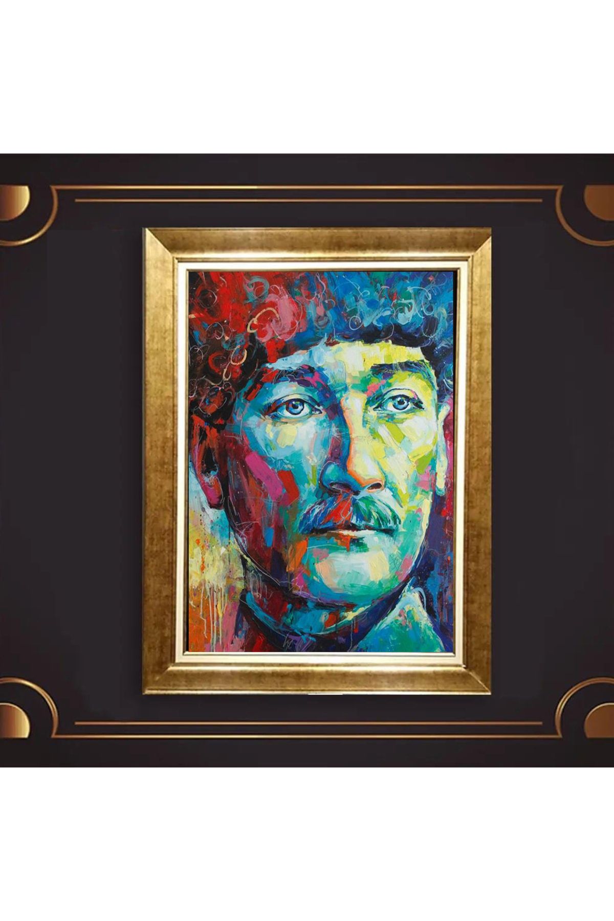 giyense ÖZEL TASARIM ÇERÇEVELİ PASPARTULU ATATÜRK TABLO A546
