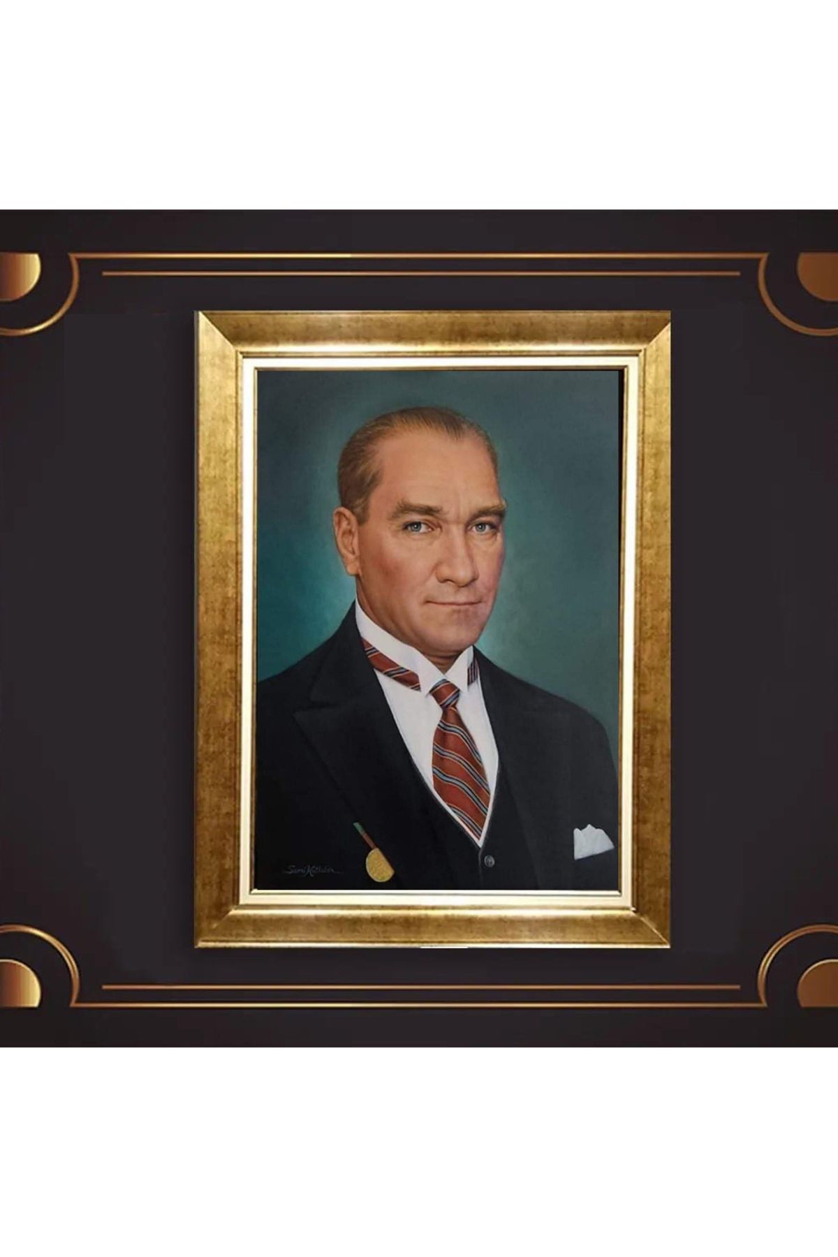 giyense ÖZEL TASARIM ÇERÇEVELİ PASPARTULU ATATÜRK TABLO A449