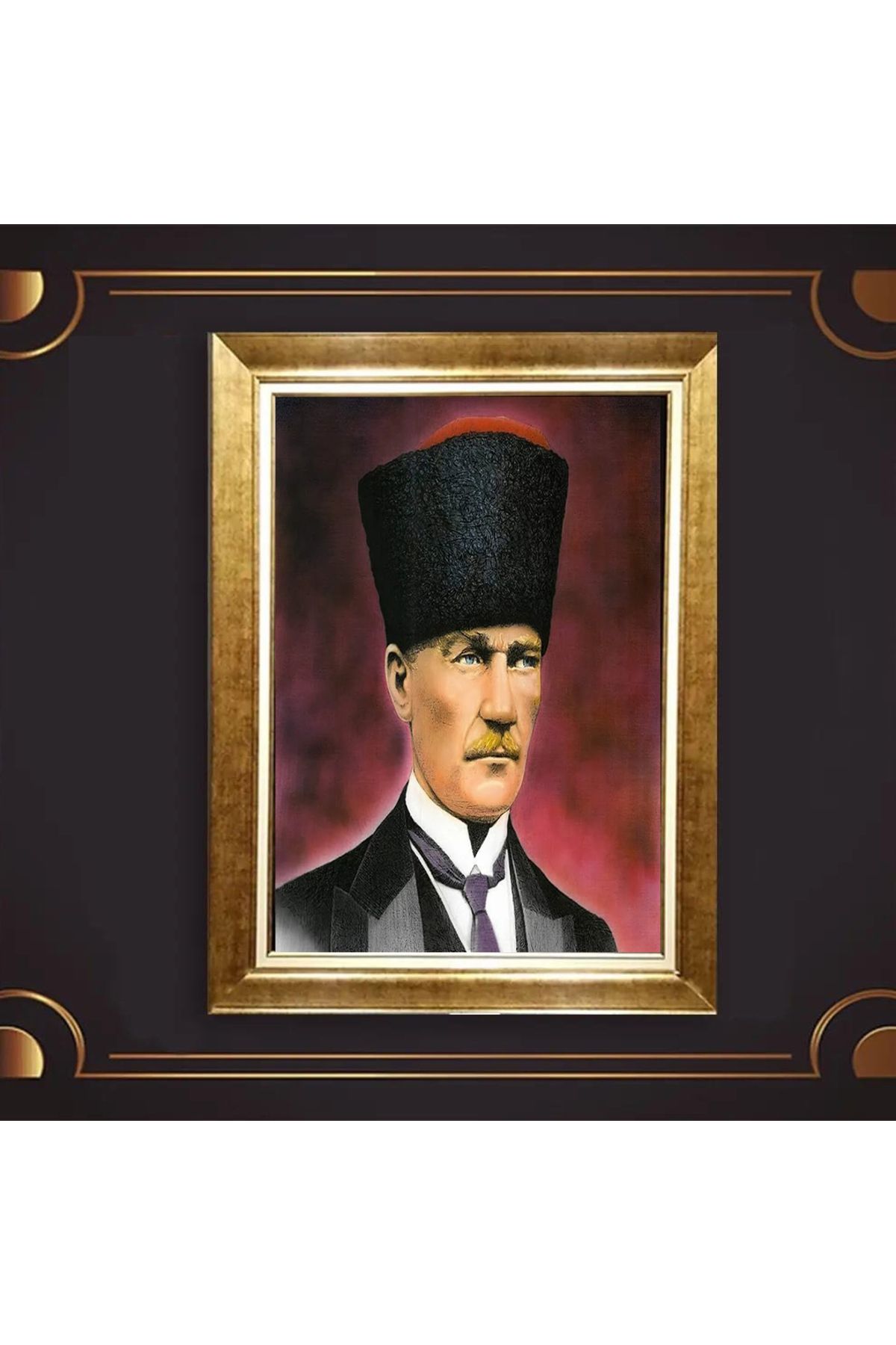 giyense ÖZEL TASARIM ÇERÇEVELİ PASPARTULU ATATÜRK TABLO A743