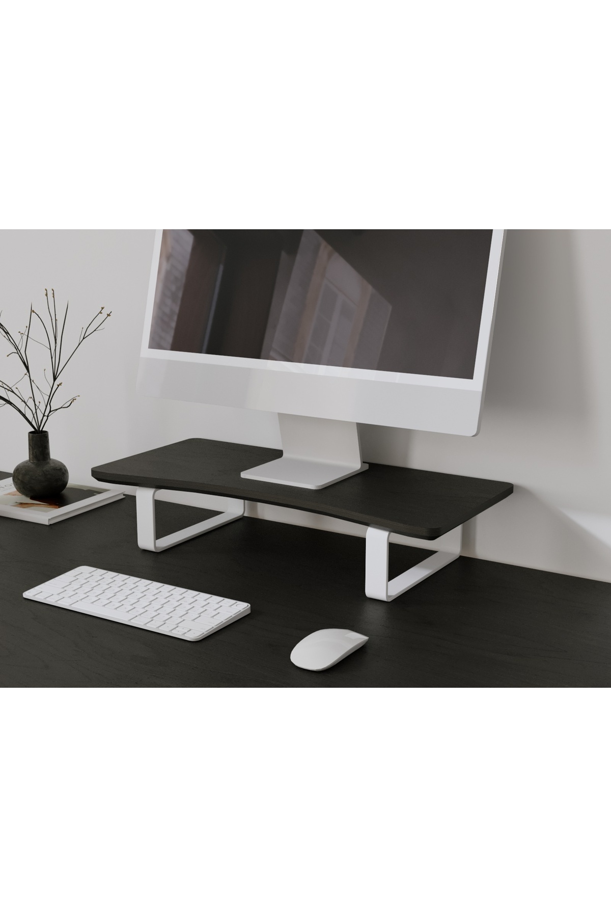 HATAK OVAL Doğal Ahşap Monitör Yükseltici Monitor Altlığı Monitör Sehpası Monitör Standı Tek Monitör