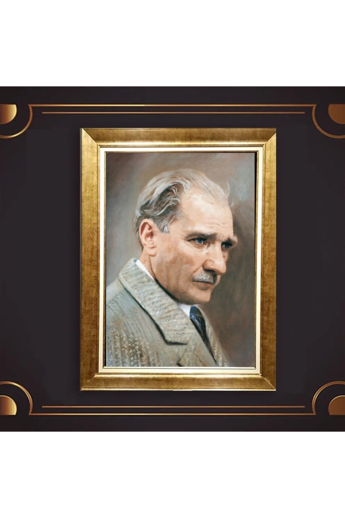 giyense ÖZEL TASARIM ÇERÇEVELİ PASPARTULU ATATÜRK TABLO A428