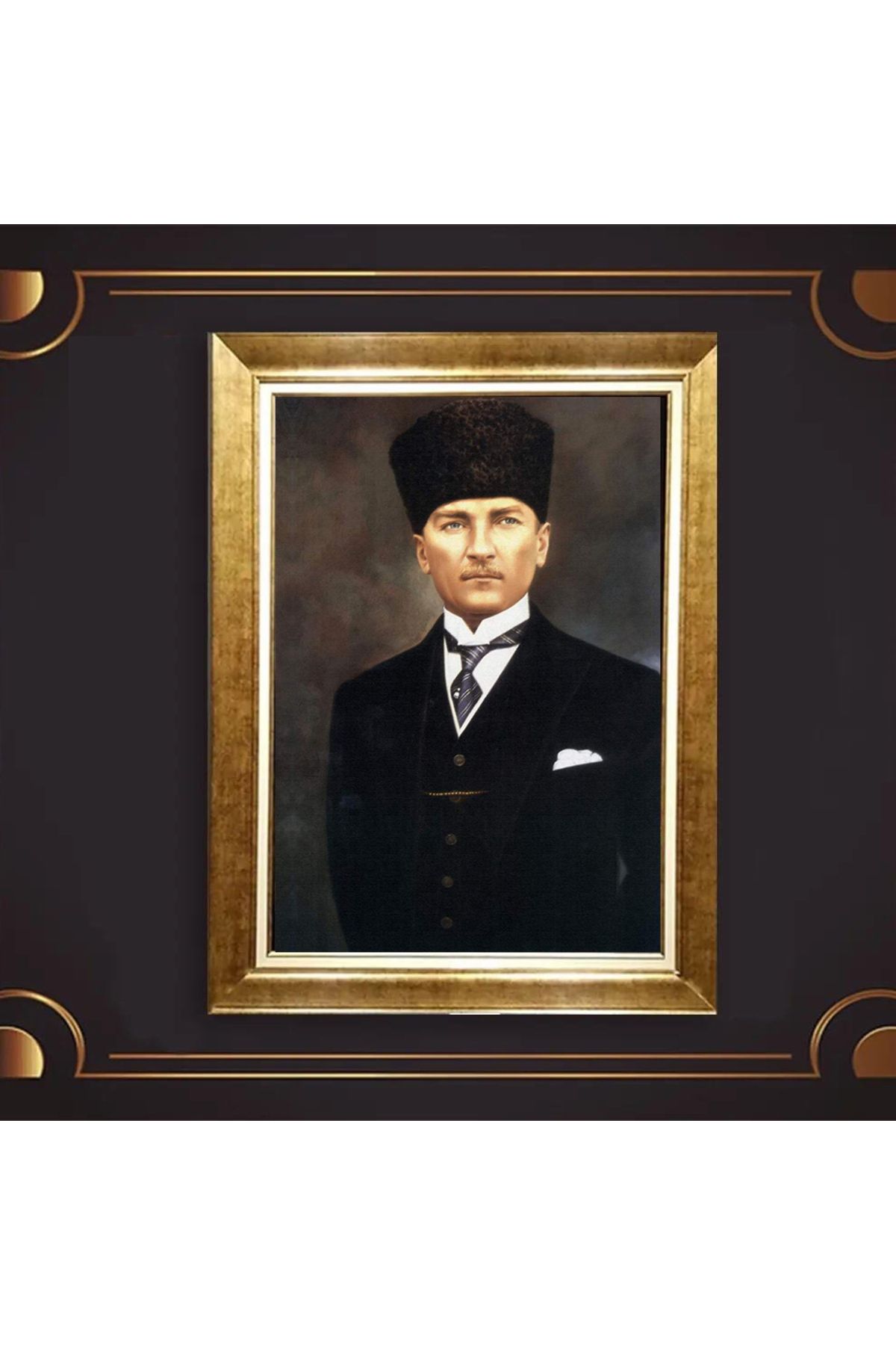 giyense ÖZEL TASARIM ÇERÇEVELİ PASPARTULU ATATÜRK TABLO A696
