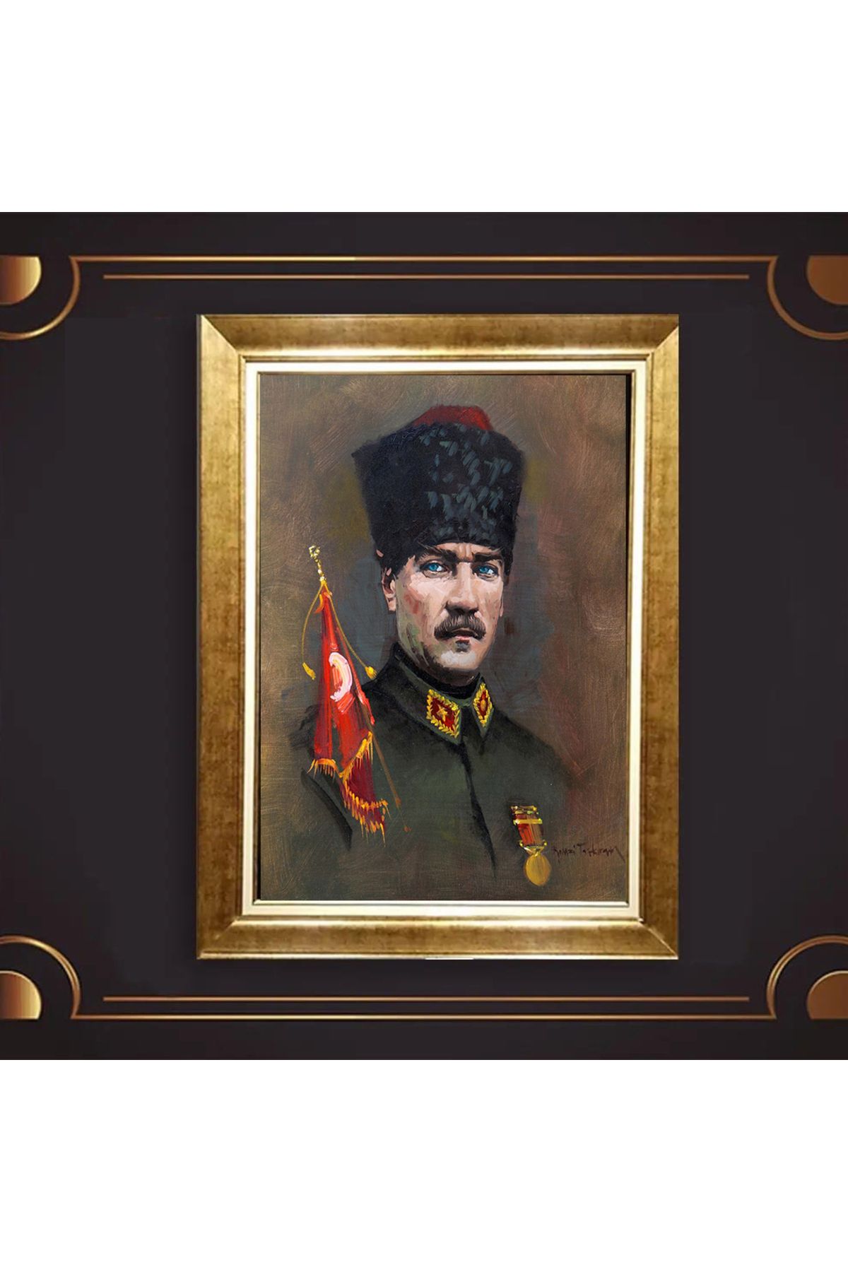 giyense ÖZEL TASARIM ÇERÇEVELİ PASPARTULU ATATÜRK TABLO A465