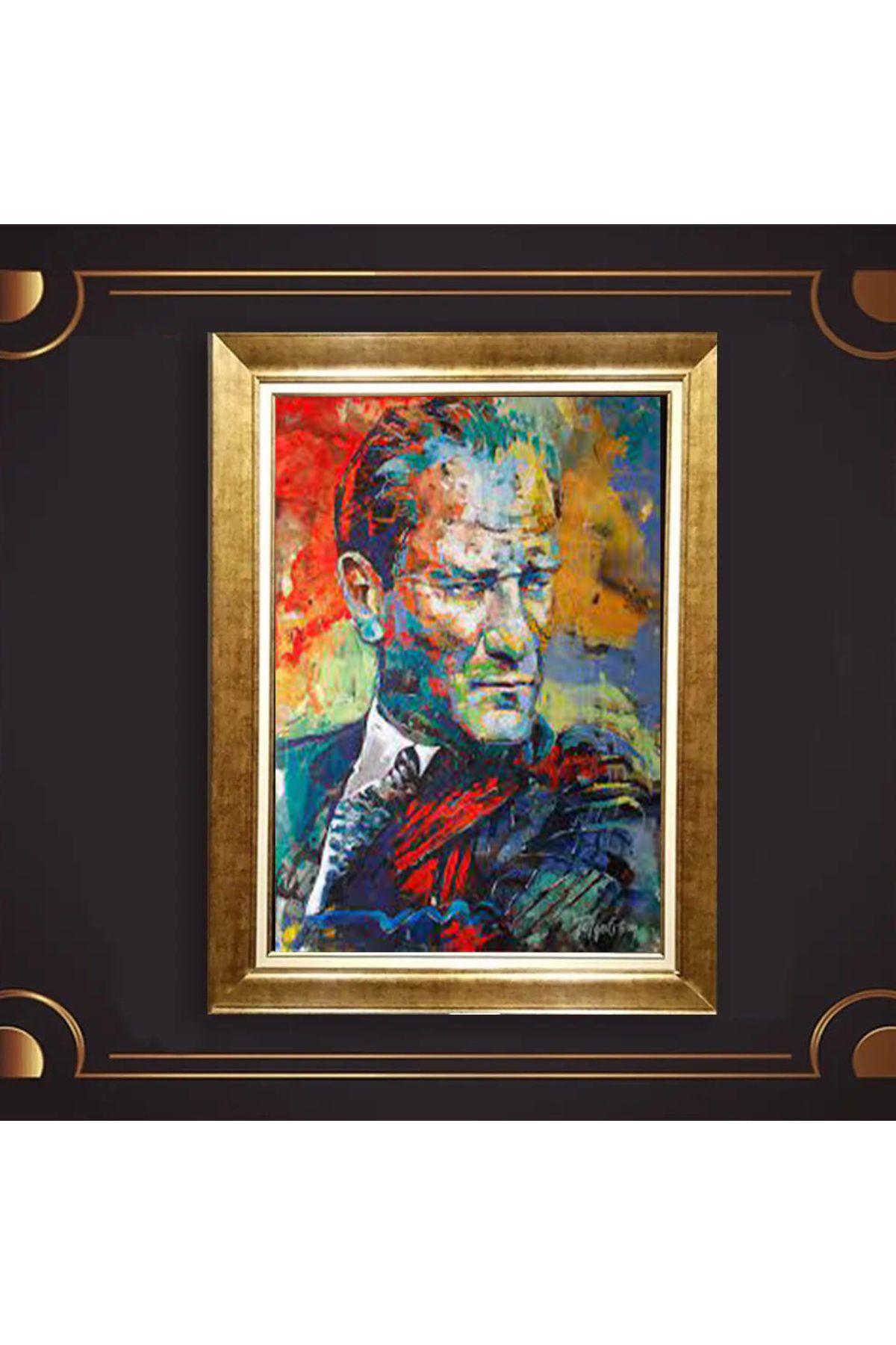 giyense ÖZEL TASARIM ÇERÇEVELİ PASPARTULU ATATÜRK TABLO A673
