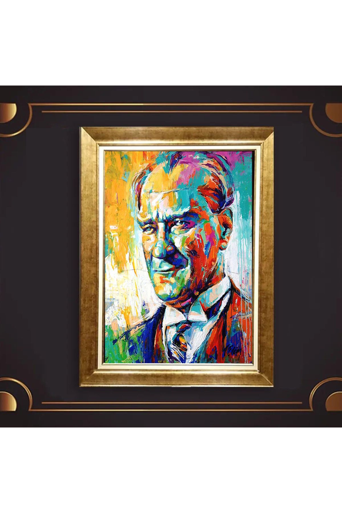 giyense ÖZEL TASARIM ÇERÇEVELİ PASPARTULU ATATÜRK TABLO A45