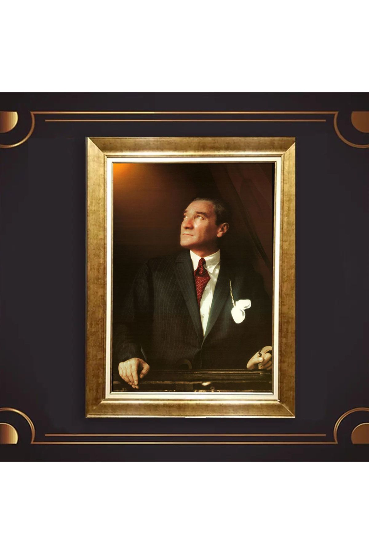 giyense ÖZEL TASARIM ÇERÇEVELİ PASPARTULU ATATÜRK TABLO A17