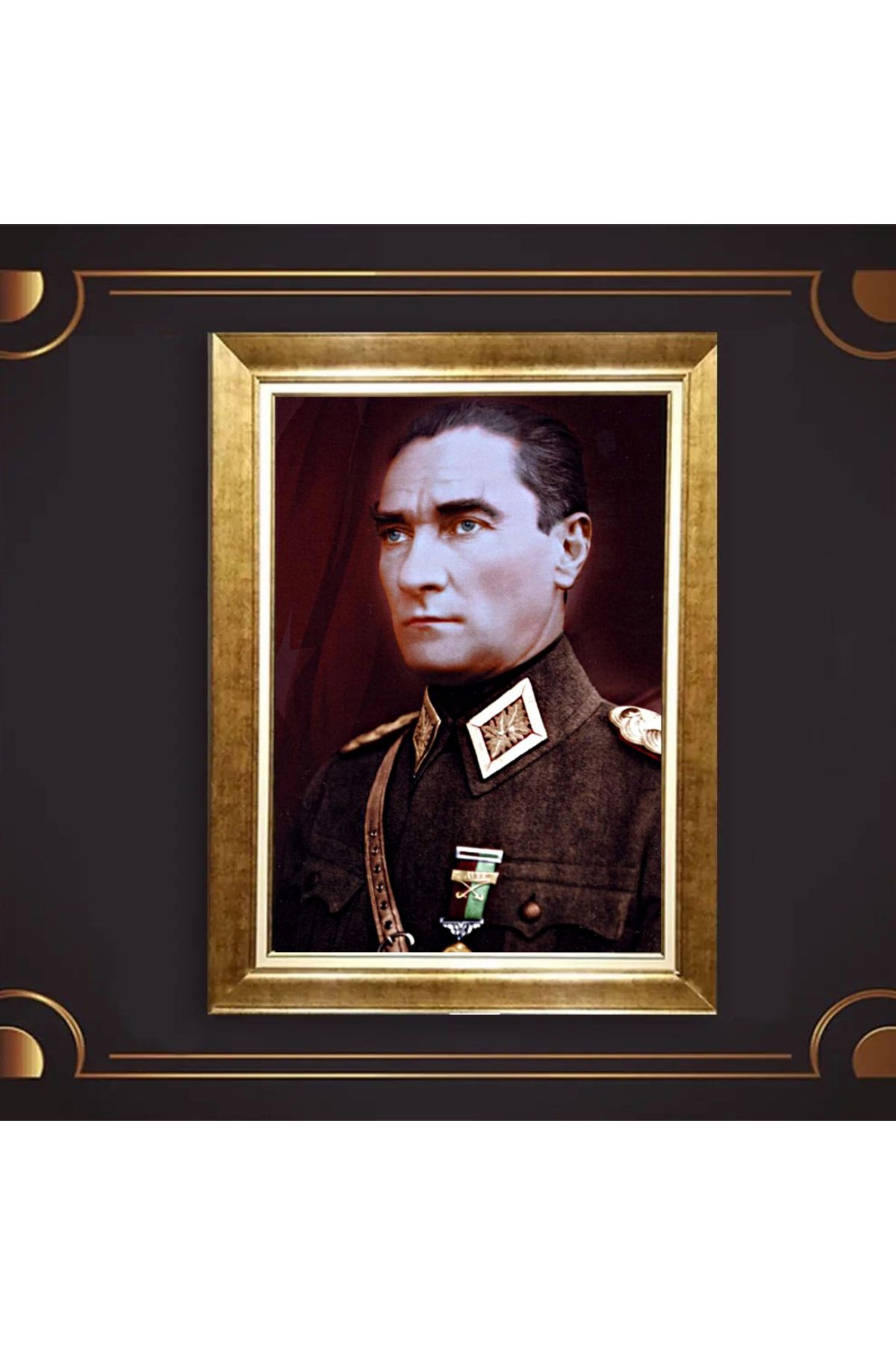giyense ÖZEL TASARIM ÇERÇEVELİ PASPARTULU ATATÜRK TABLO A472