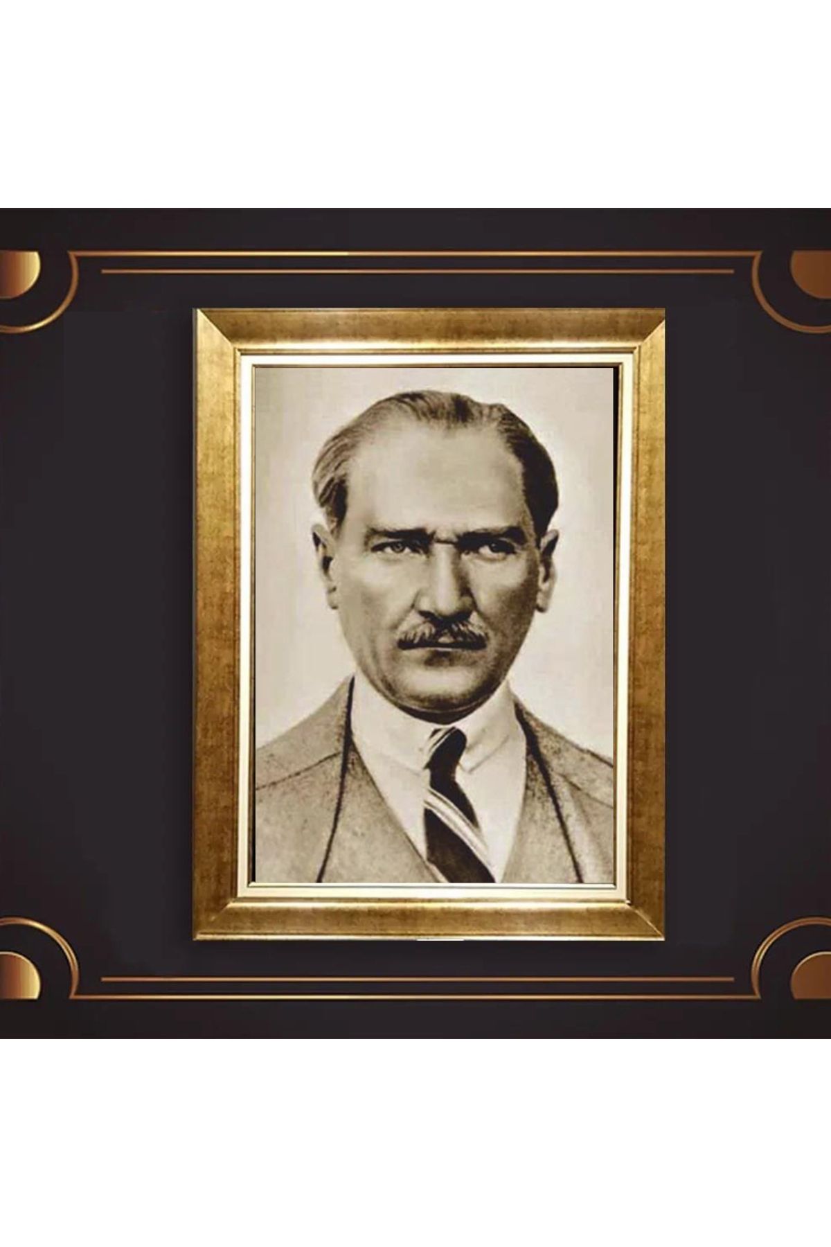 giyense ÖZEL TASARIM ÇERÇEVELİ PASPARTULU ATATÜRK TABLO A668