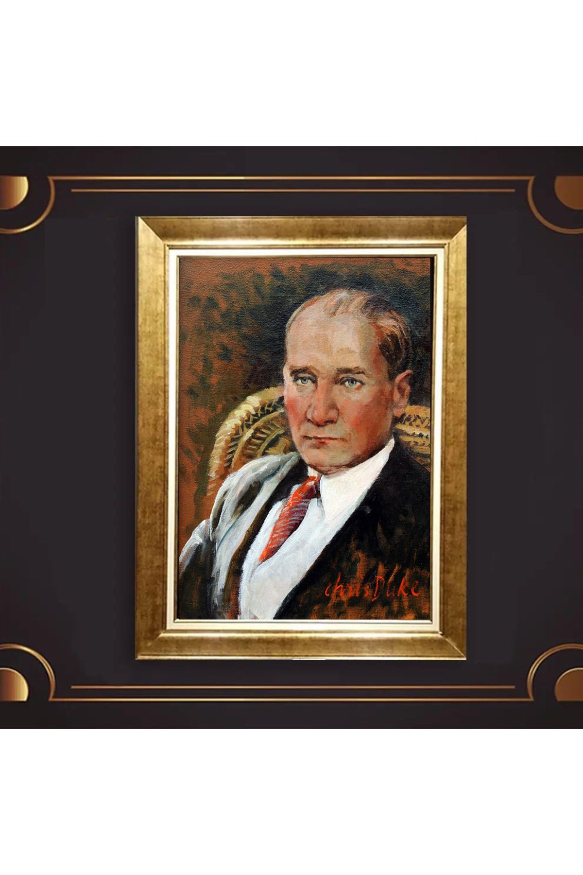 giyense ÖZEL TASARIM ÇERÇEVELİ PASPARTULU ATATÜRK TABLO A511