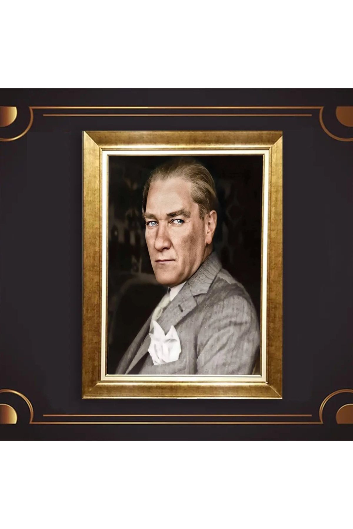 giyense ÖZEL TASARIM ÇERÇEVELİ PASPARTULU ATATÜRK TABLO A700