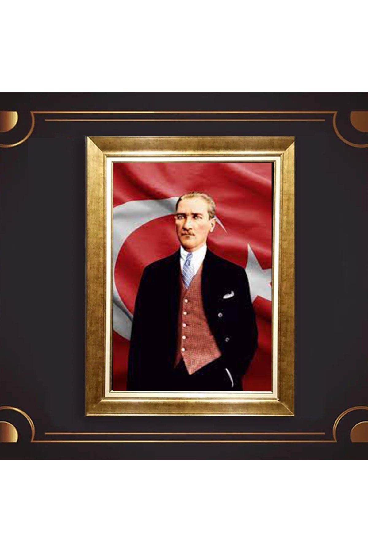 giyense ÖZEL TASARIM ÇERÇEVELİ PASPARTULU ATATÜRK TABLO A667