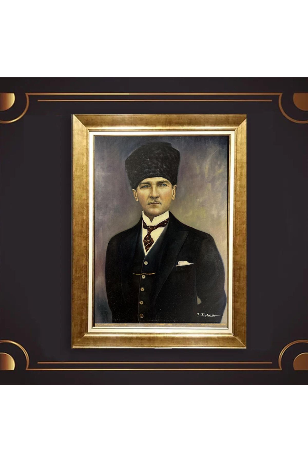 giyense ÖZEL TASARIM ÇERÇEVELİ PASPARTULU ATATÜRK TABLO A253