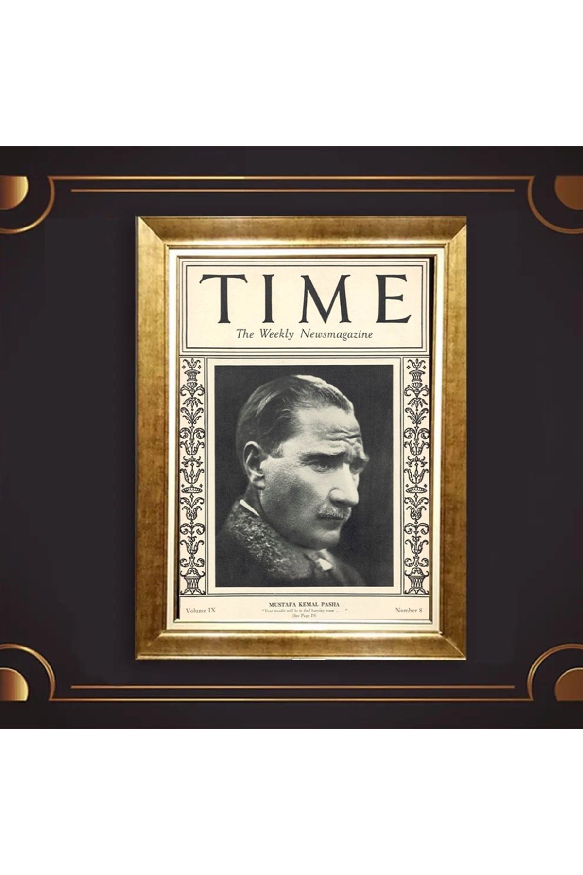 giyense ÖZEL TASARIM ÇERÇEVELİ PASPARTULU ATATÜRK TABLO A622