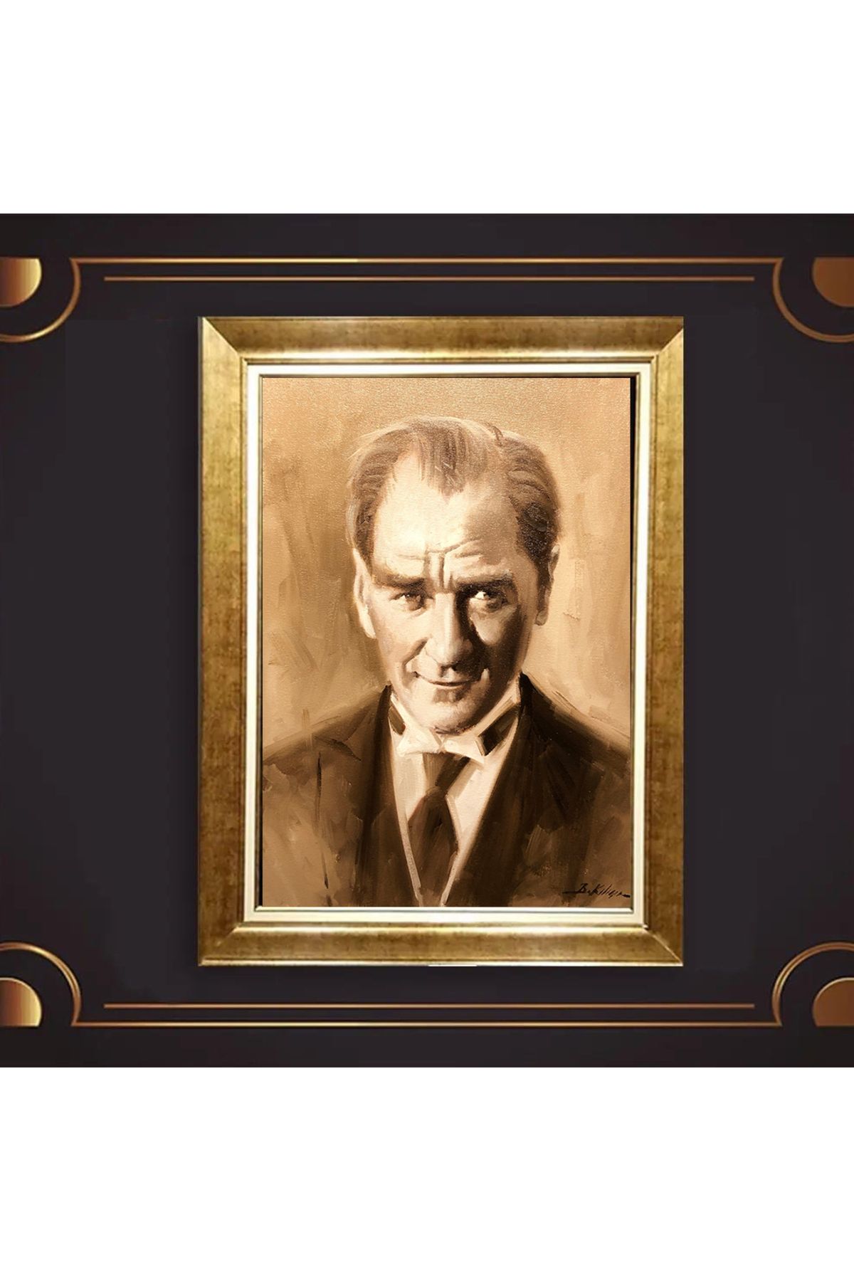 giyense ÖZEL TASARIM ÇERÇEVELİ PASPARTULU ATATÜRK TABLO A177
