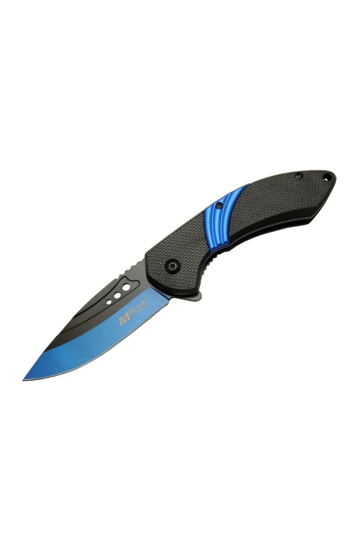 Belle Fusion 4213 Mavi Kamp Çakı 20cm- Yarı Otomatik, Kemerlikli, Oluklu