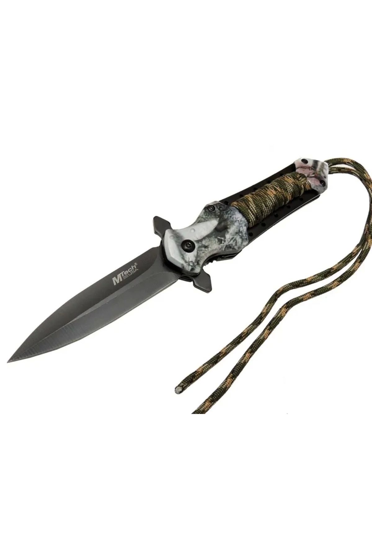 Belle Fusion 4266 Siyah Kamp Çakı 21cm - Yarı Otomatik, İpli, Kemerlikli