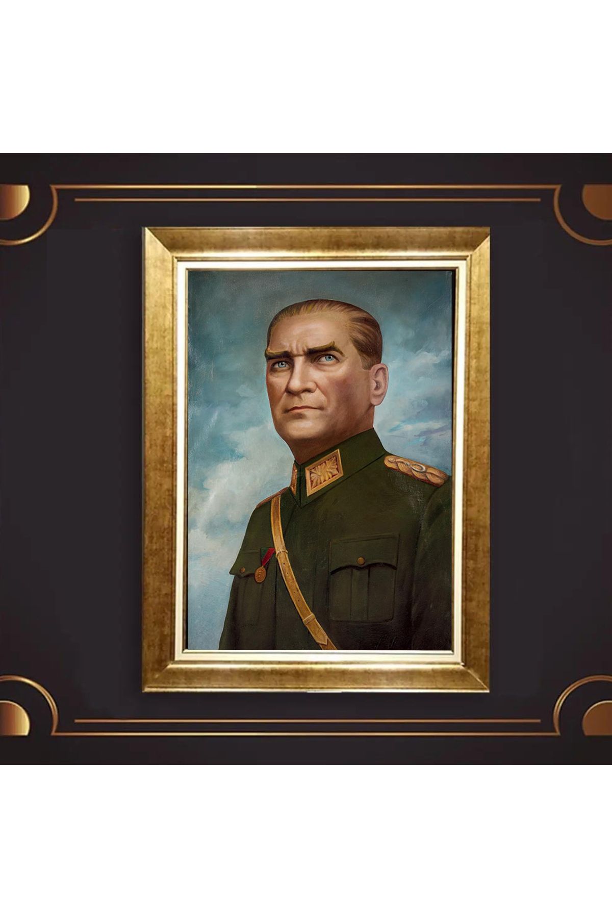 giyense ÖZEL TASARIM ÇERÇEVELİ PASPARTULU ATATÜRK TABLO A377