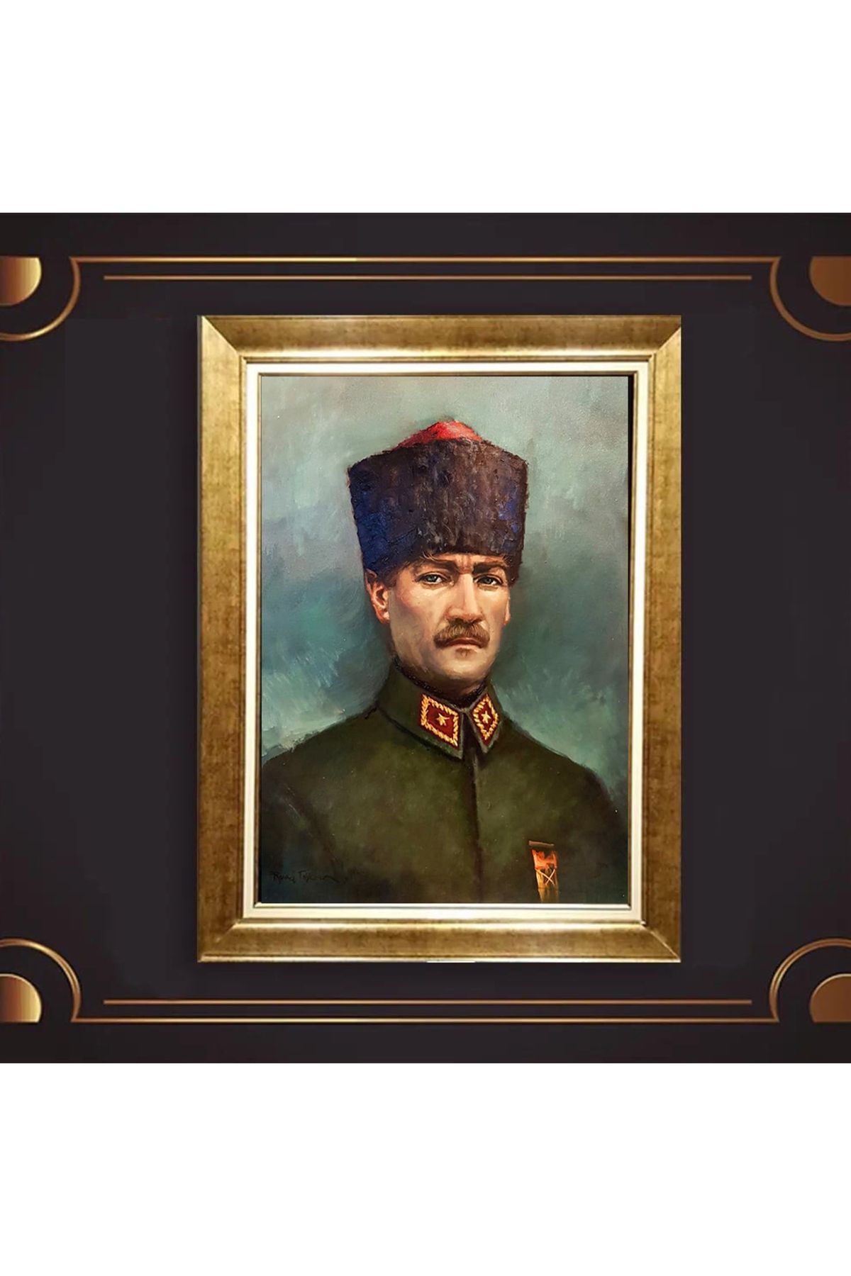 giyense ÖZEL TASARIM ÇERÇEVELİ PASPARTULU ATATÜRK TABLO A448