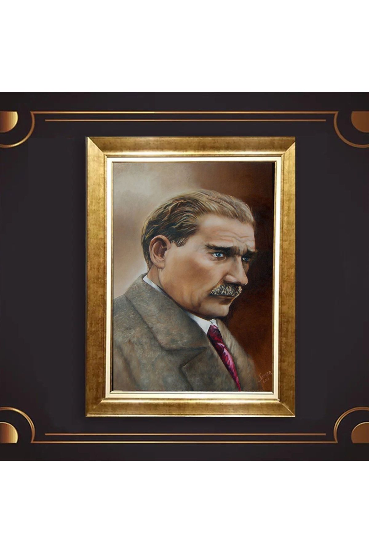 giyense ÖZEL TASARIM ÇERÇEVELİ PASPARTULU ATATÜRK TABLO A360