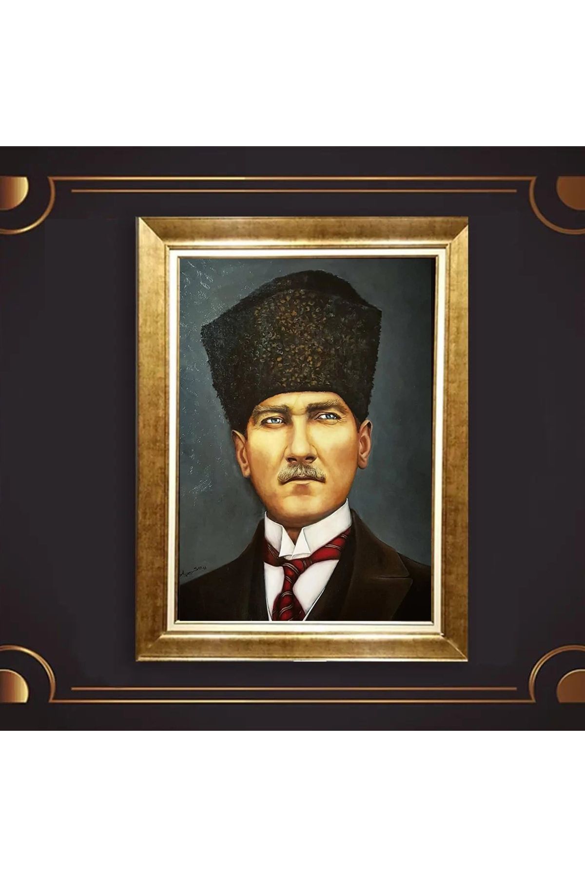 giyense ÖZEL TASARIM ÇERÇEVELİ PASPARTULU ATATÜRK TABLO A626