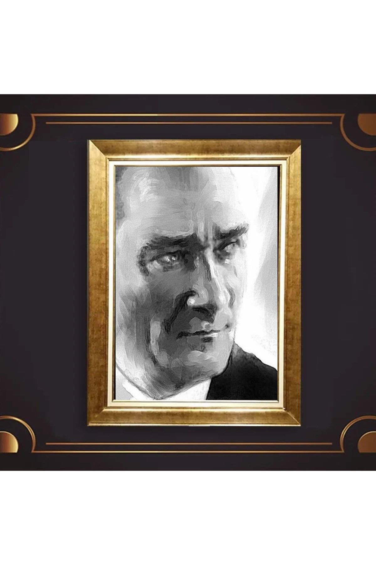 giyense ÖZEL TASARIM ÇERÇEVELİ PASPARTULU ATATÜRK TABLO A160